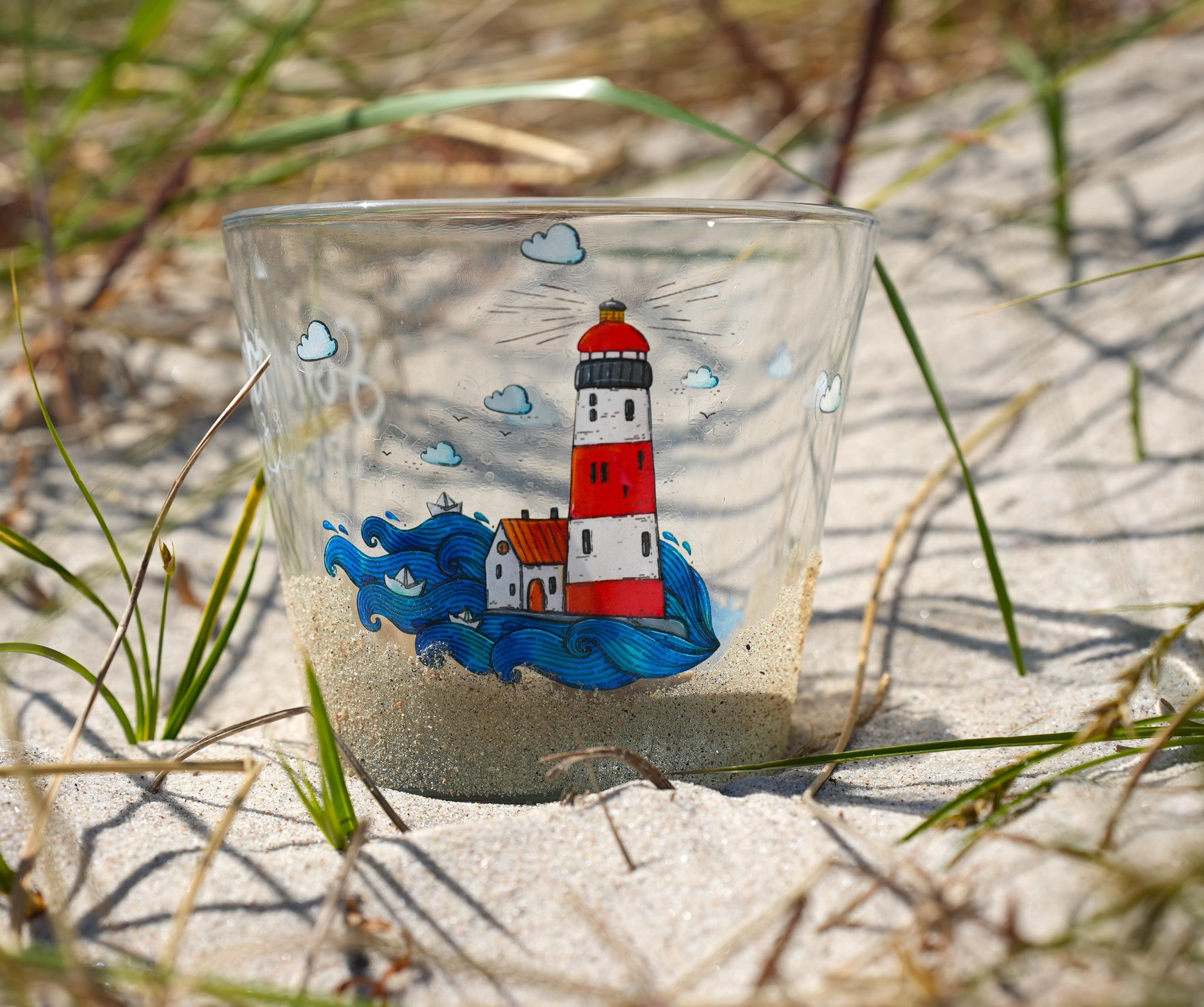 Leuchtturm Aufkleber Sommer – maritime Sticker für Windlichter, Gläser & Deko – DIY Küstenliebe – wetterfest A4 A5 A6 – Sommerleuchten – Stickers