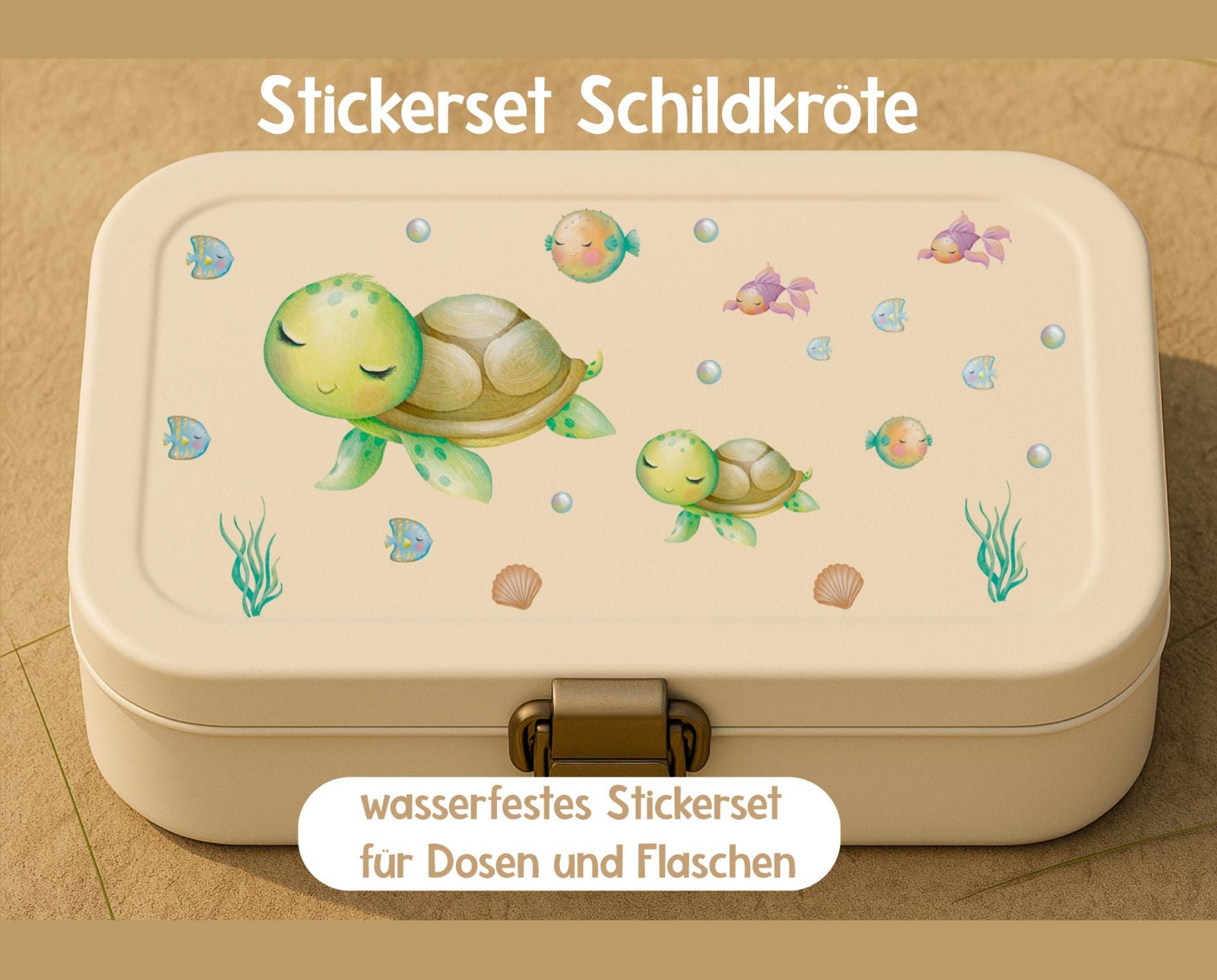 Sticker Set Schildkröte – wasserfest & spülmaschinenfest – für Brotdose, Trinkflasche, Fahrrad – Aufkleber Unterwasser Motiv – Stickers