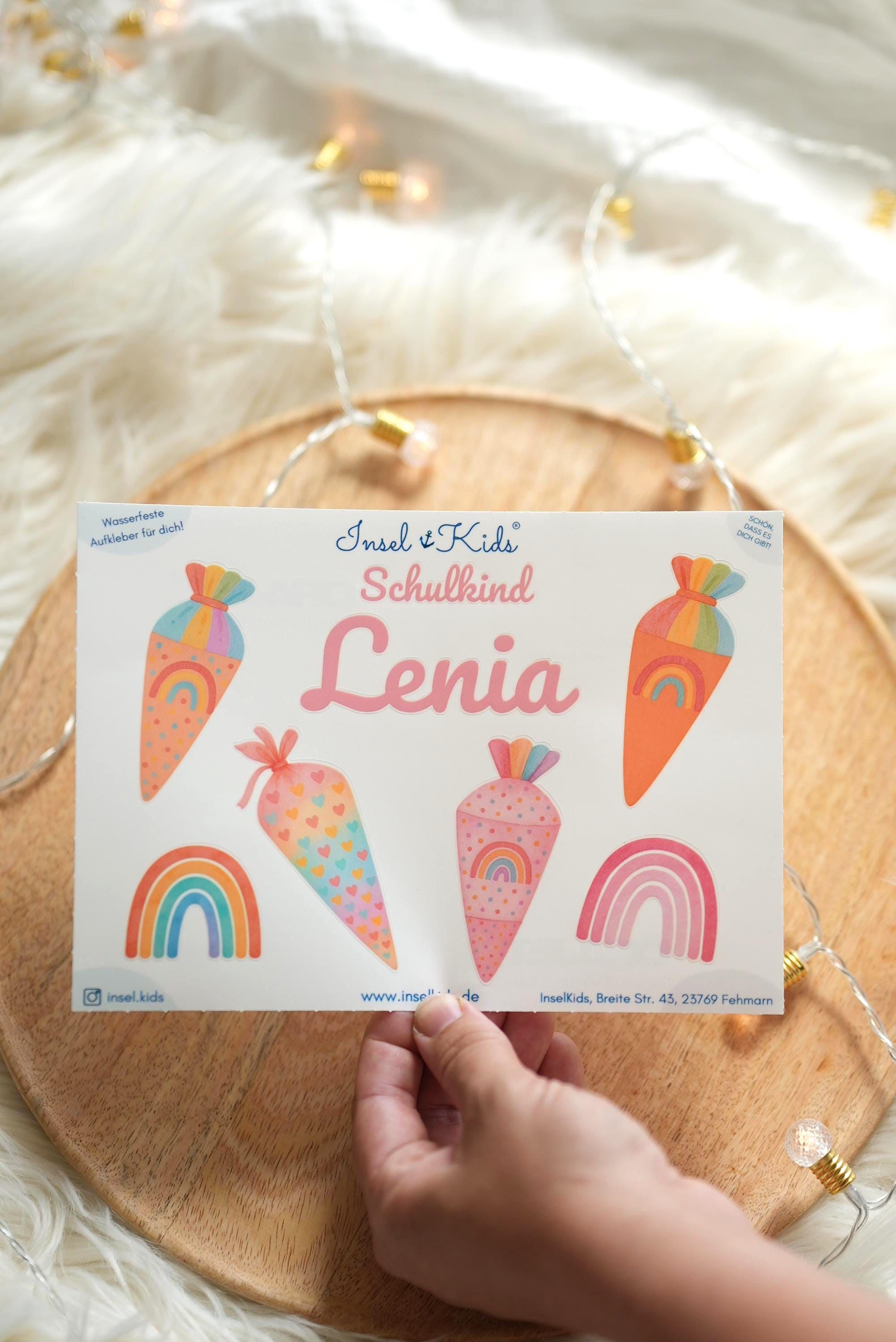 Sticker Schul 2025 mit Name – personalisiert – Aufkleber Schultüte Regenbogen – Geschenk Einschulung – Boho Pastell – Stickers