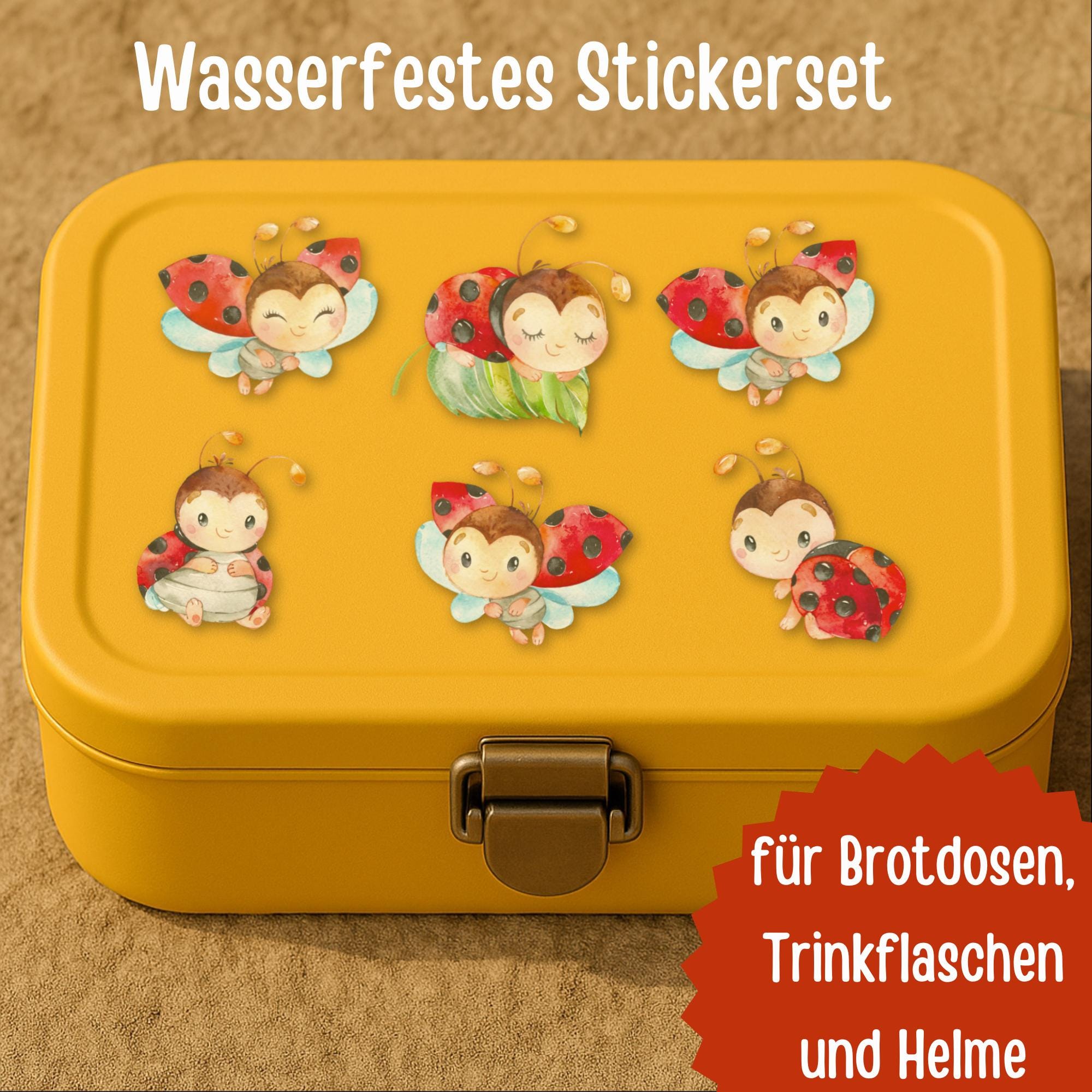 Sticker Marienkäfer wasserfest – spülmaschinenfest – für Brotdose, Flasche, Helm – optional mit Übertragungsfolie – Stickers