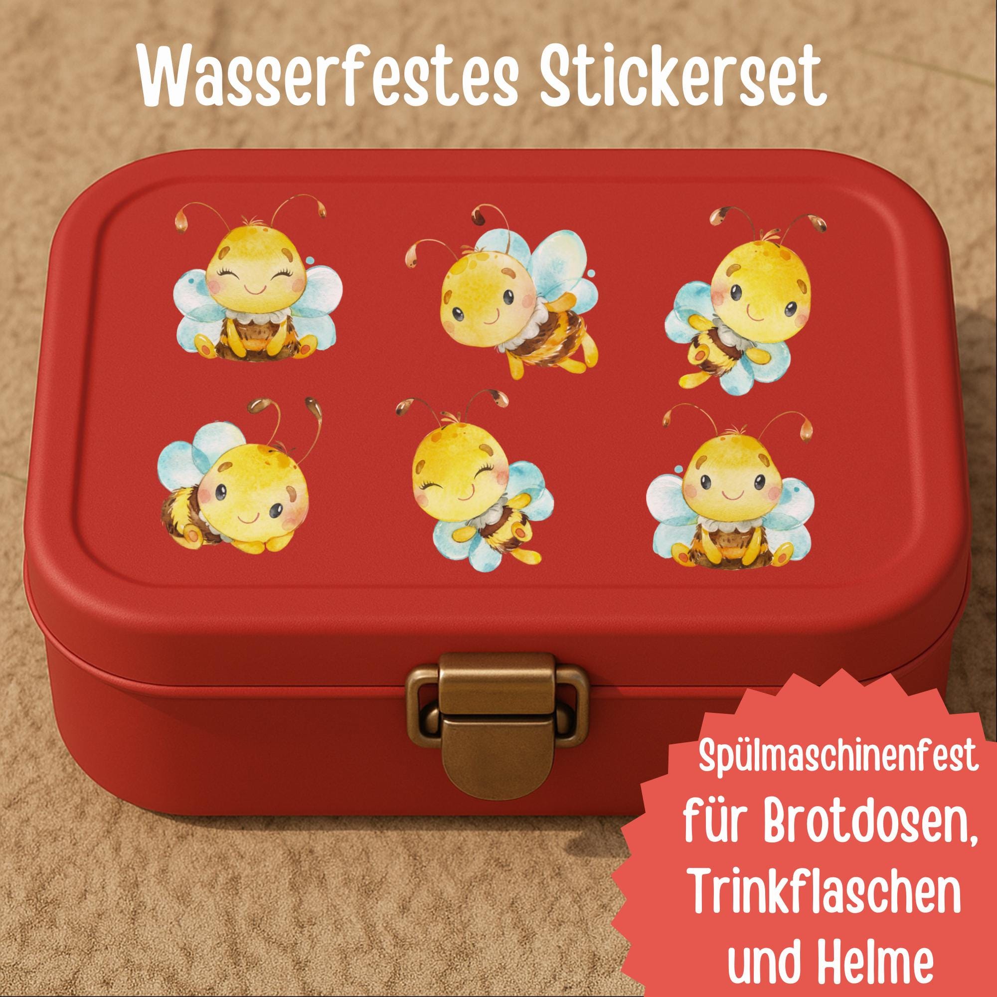 Sticker Biene – wasserfest & spülmaschinenfest – Aufkleber für Brotdose, Flasche und Fahrrad – Vinyl Sticker Set – A6/A5/A4 – Stickers