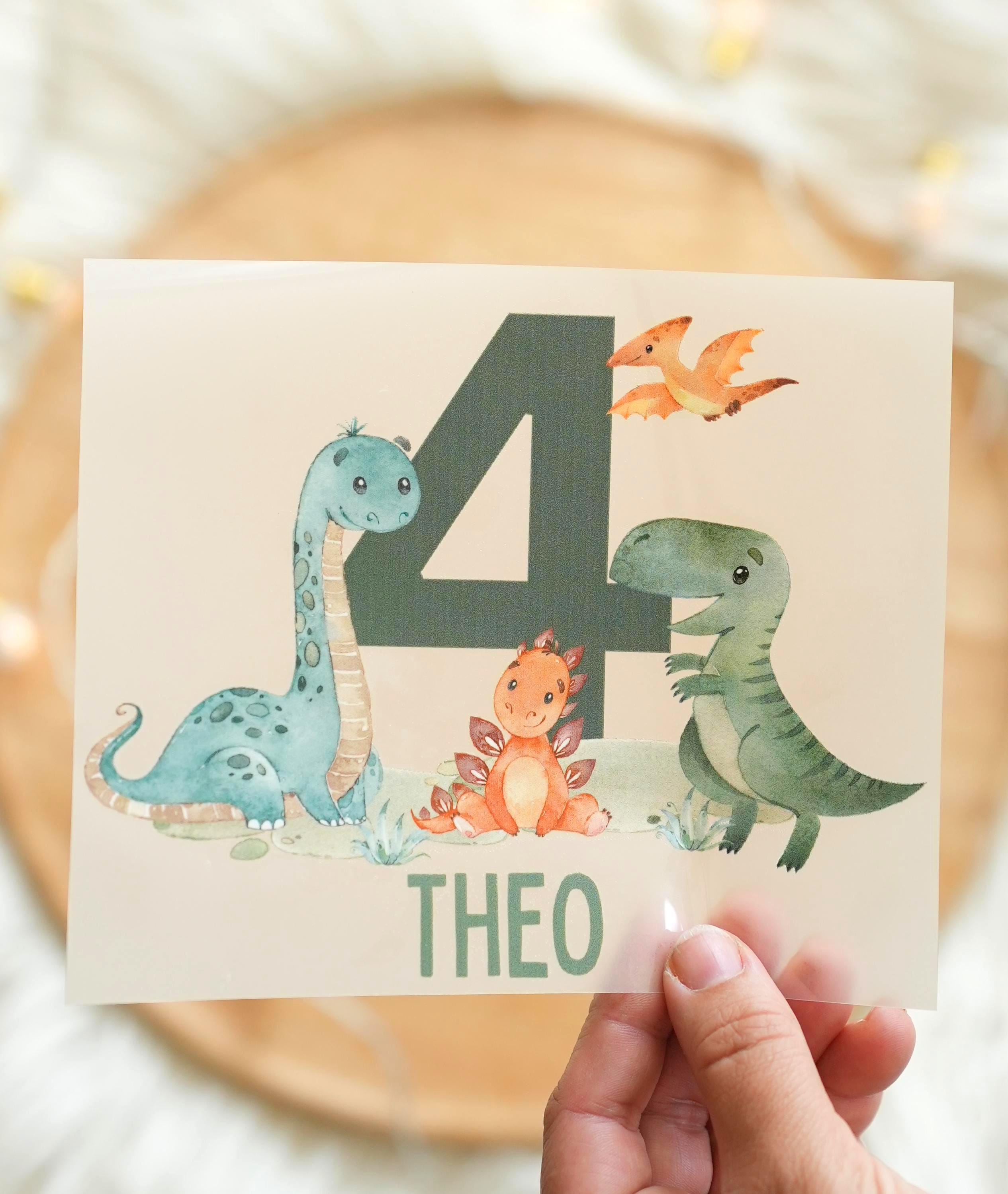 Bügelbild Dino Geburtstag – personalisiert mit Name & Alter – für – A4/A5 – T-Rex Aufbügler – Appliques & Patches
