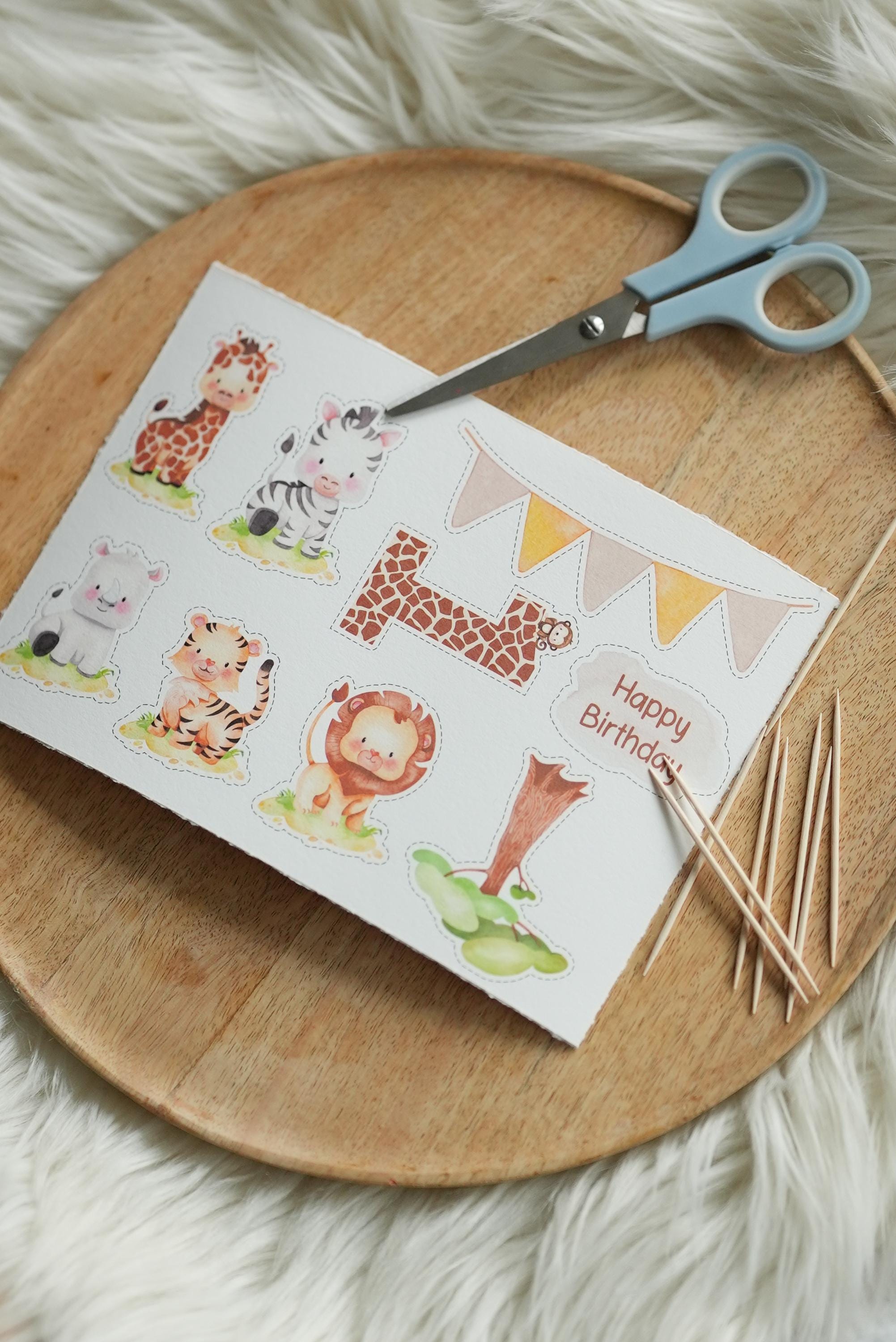 DIY Cake Topper Dschungeltiere – PDF Bastelset Safari-Geburtstag – Kuchendeko party zum Ausdrucken – Tierparty Muffin Deko – Party Decor