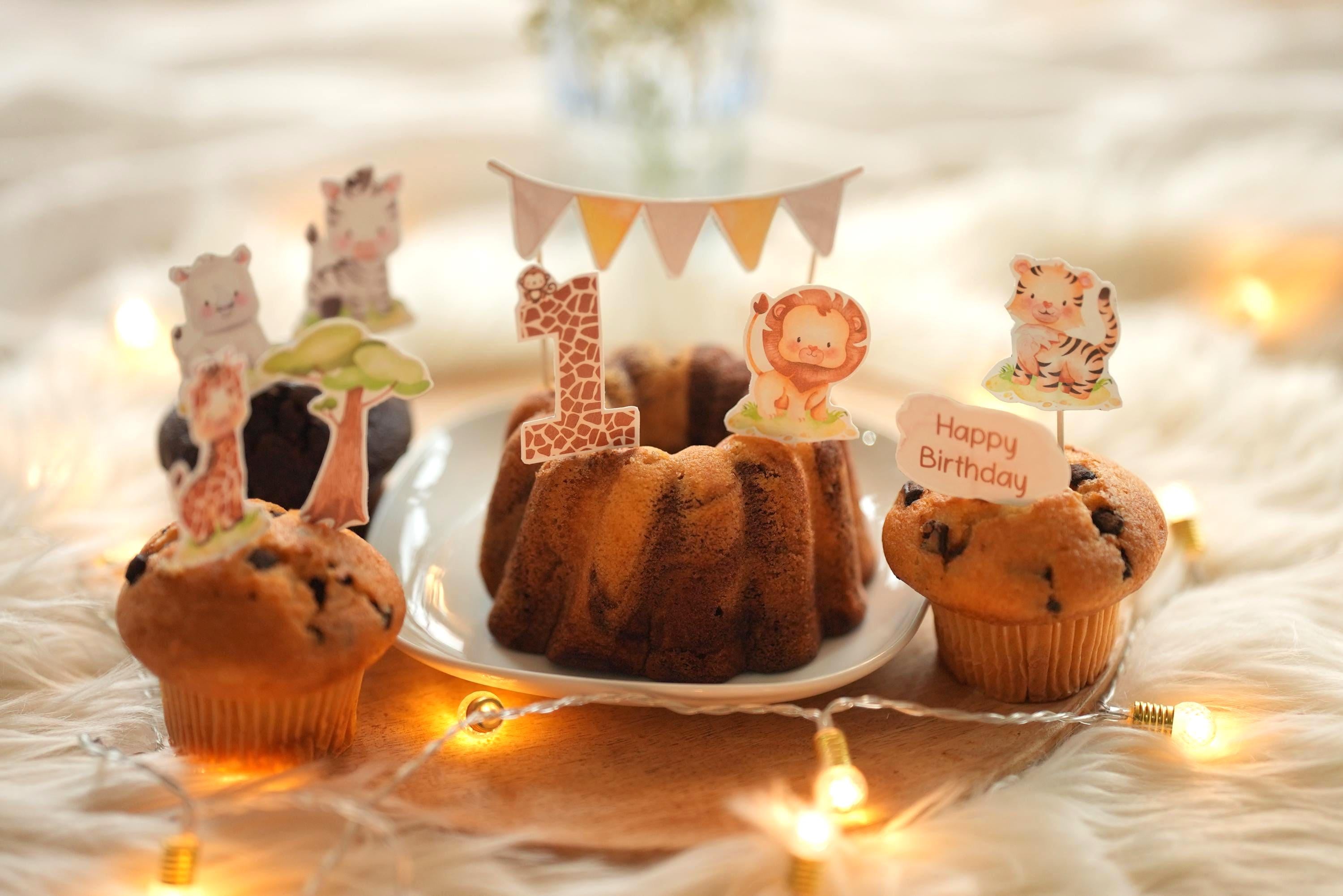 DIY Cake Topper Dschungeltiere – PDF Bastelset Safari-Geburtstag – Kuchendeko party zum Ausdrucken – Tierparty Muffin Deko – Party Decor