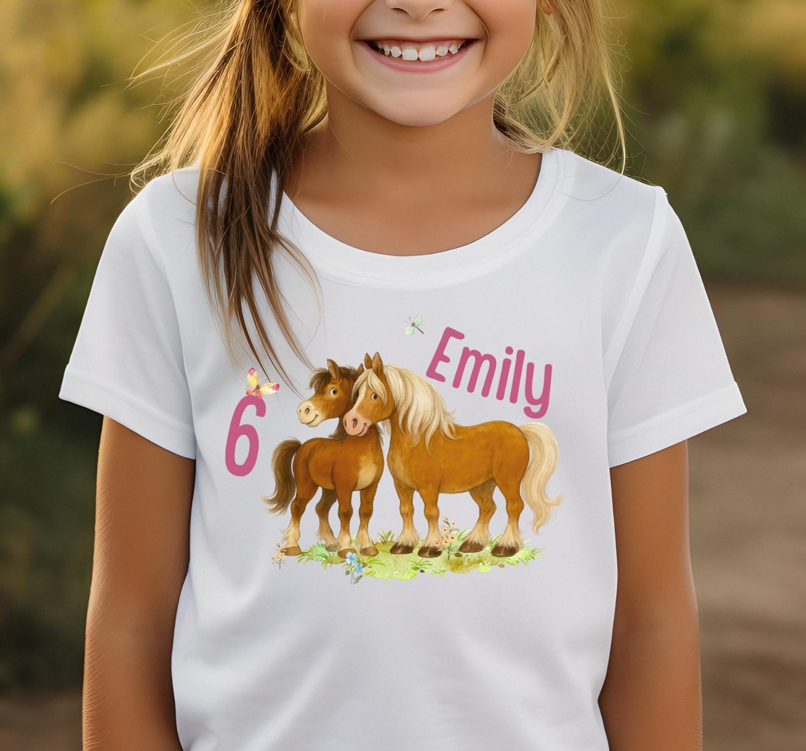 Bügelbild Pferd mit Name & Alter personalisiert – Aquarell Aufbügler Geburtstag Pony Motiv A4 A5 – Appliques & Patches