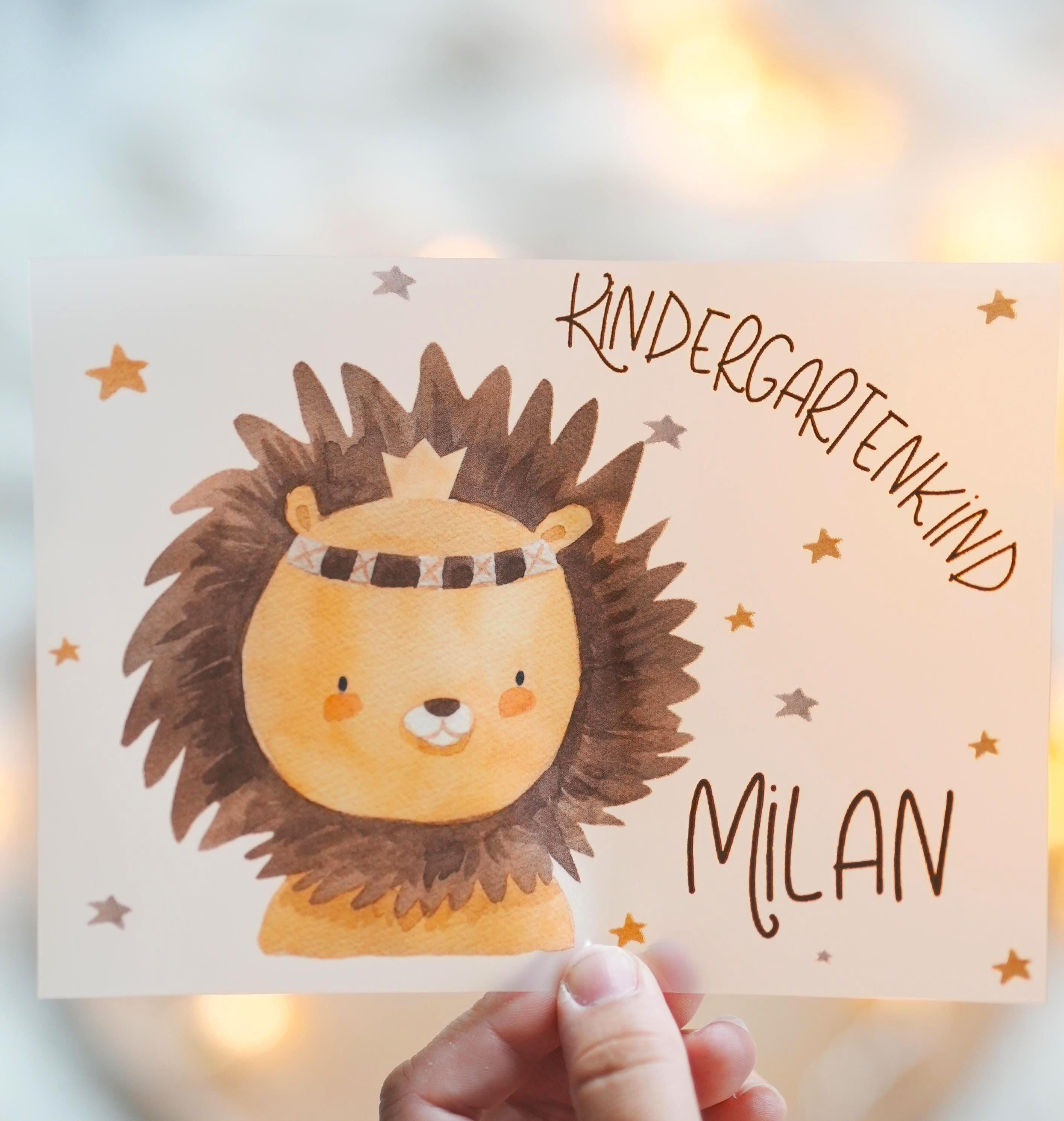 Bügelbild garten – personalisiert mit Name & Zahl – für bunte Stoffe – Aufbügler mit Dschungeltieren (Löwe) – A4 oder A5 – Appliques & Patches
