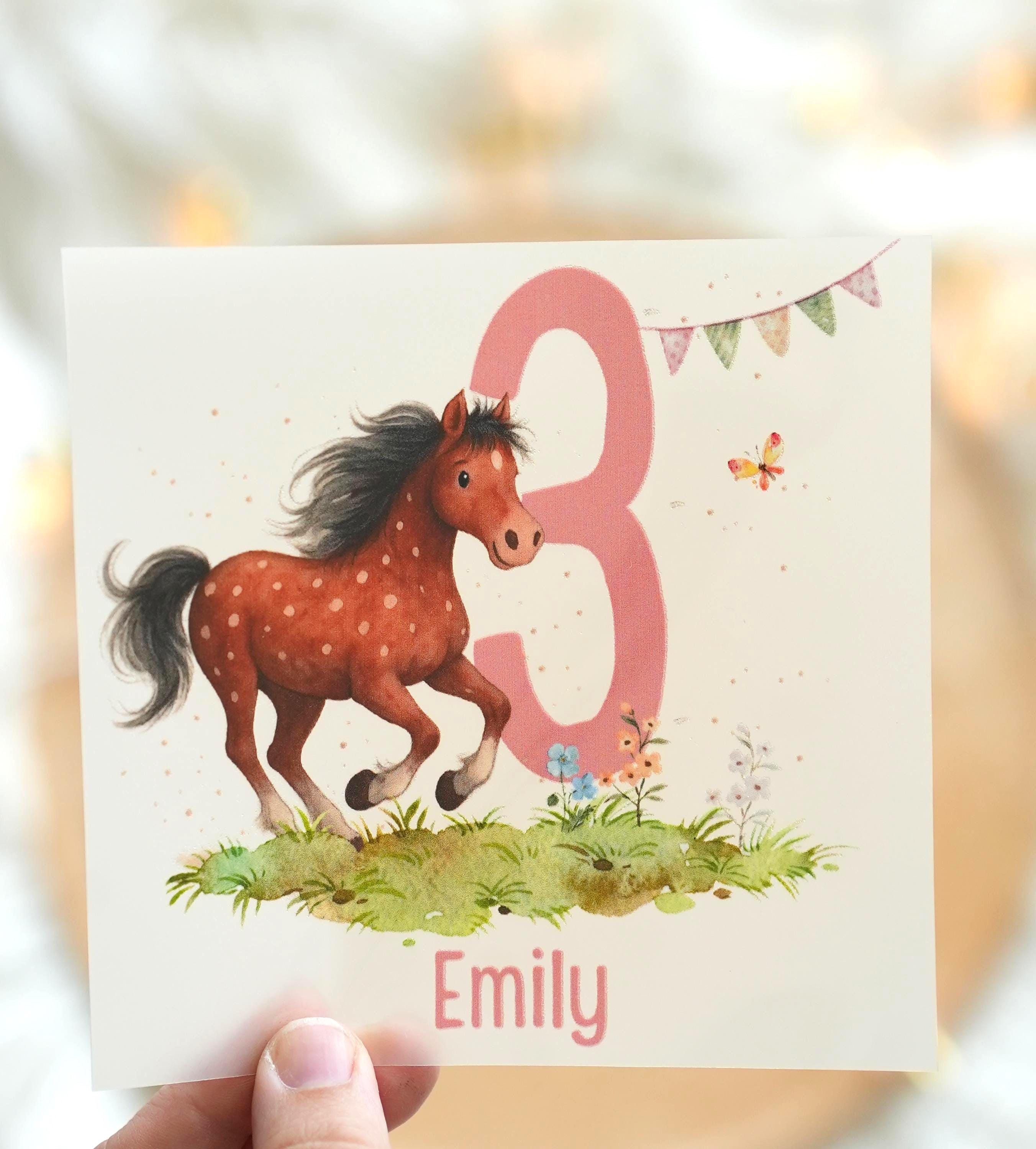 Bügelbild Pony Geburtstag – personalisiert mit Name & Zahl – Aufbügler DIY A4 A5 – Appliques & Patches