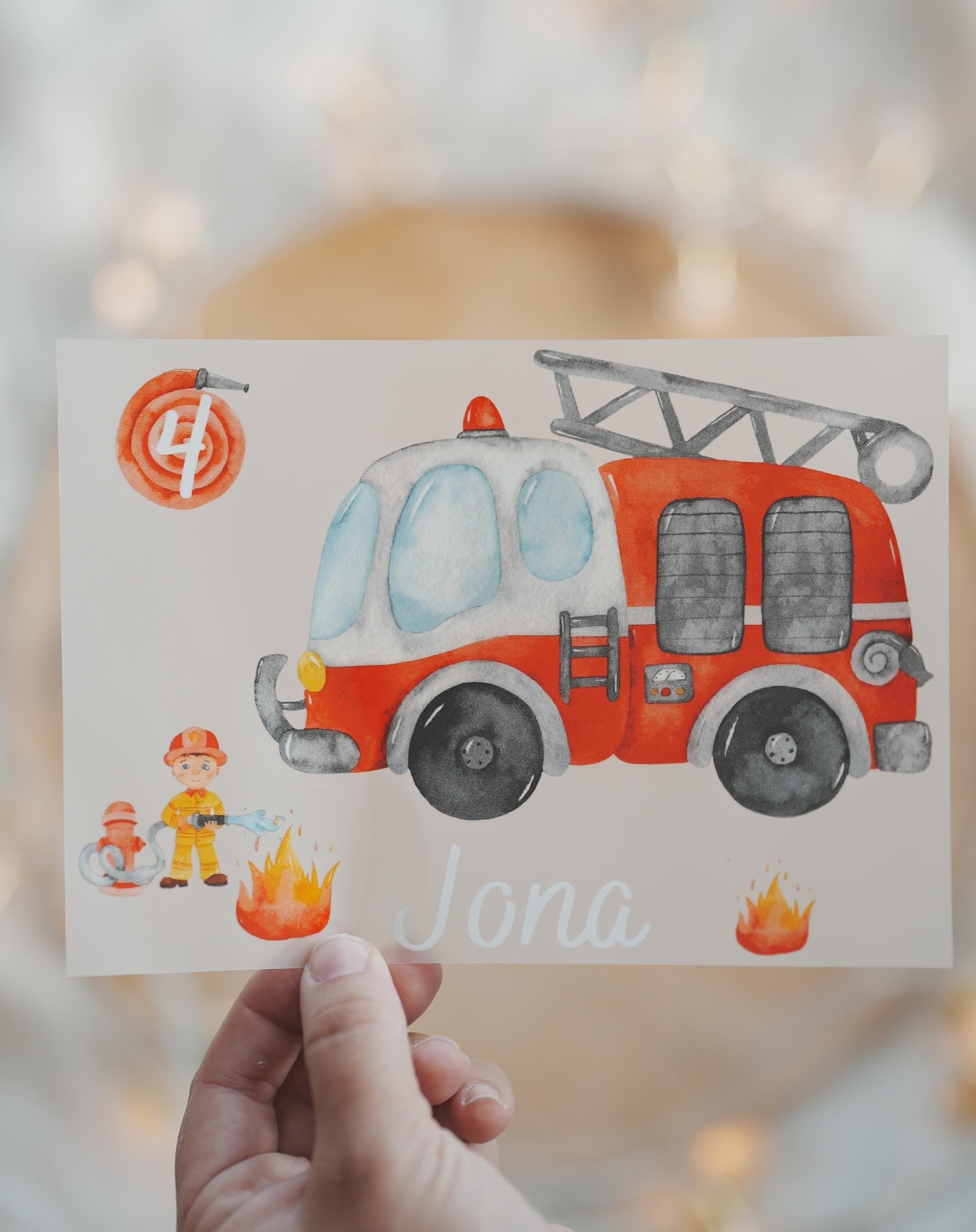 Feuerwehr Bügelbild mit Name & Zahl – personalisierter Aufbügler für geburtstag – DTF Applikation Shirt n 2 3 4 Jahre – Appliques & Patches