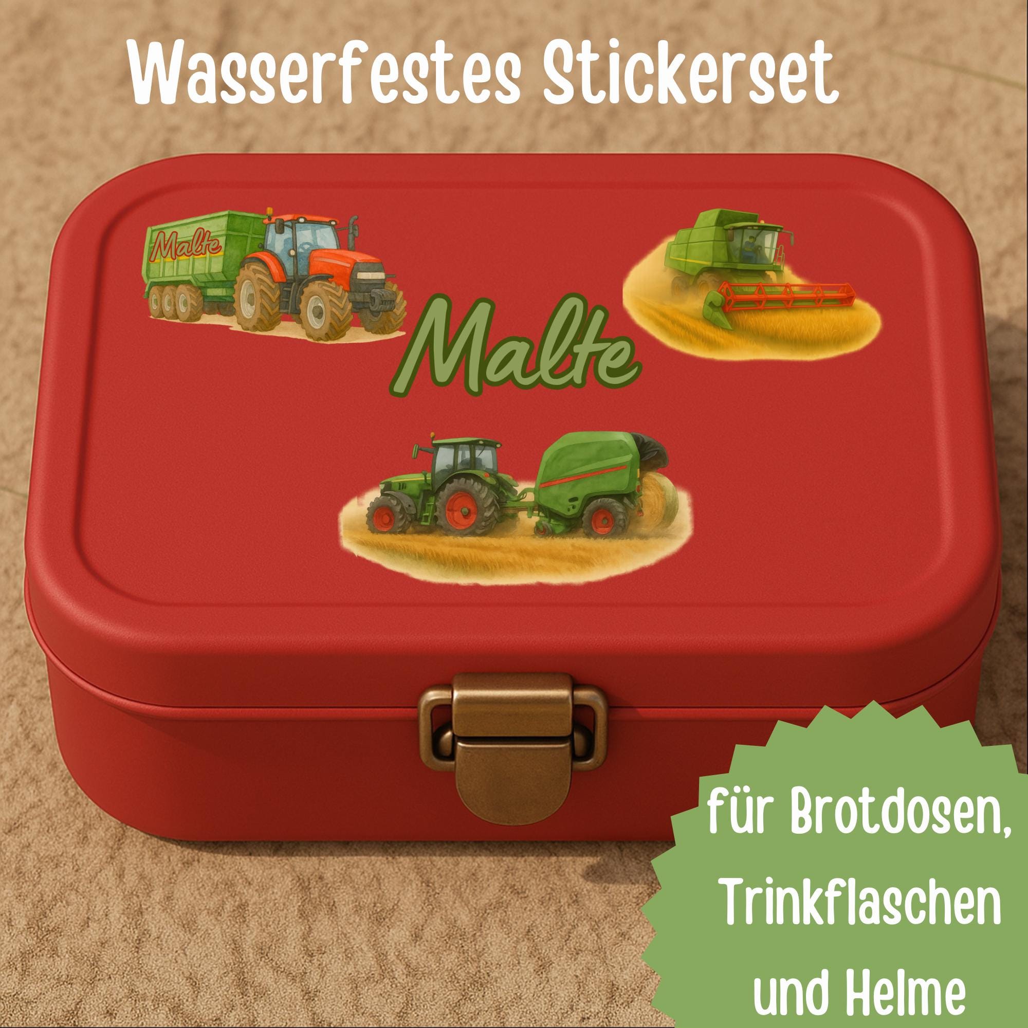 Sticker Traktor mit Name personalisiert – Bauernhof Mähdrescher – Geschenk für Kinder – A5 – wasserfest – Stickers