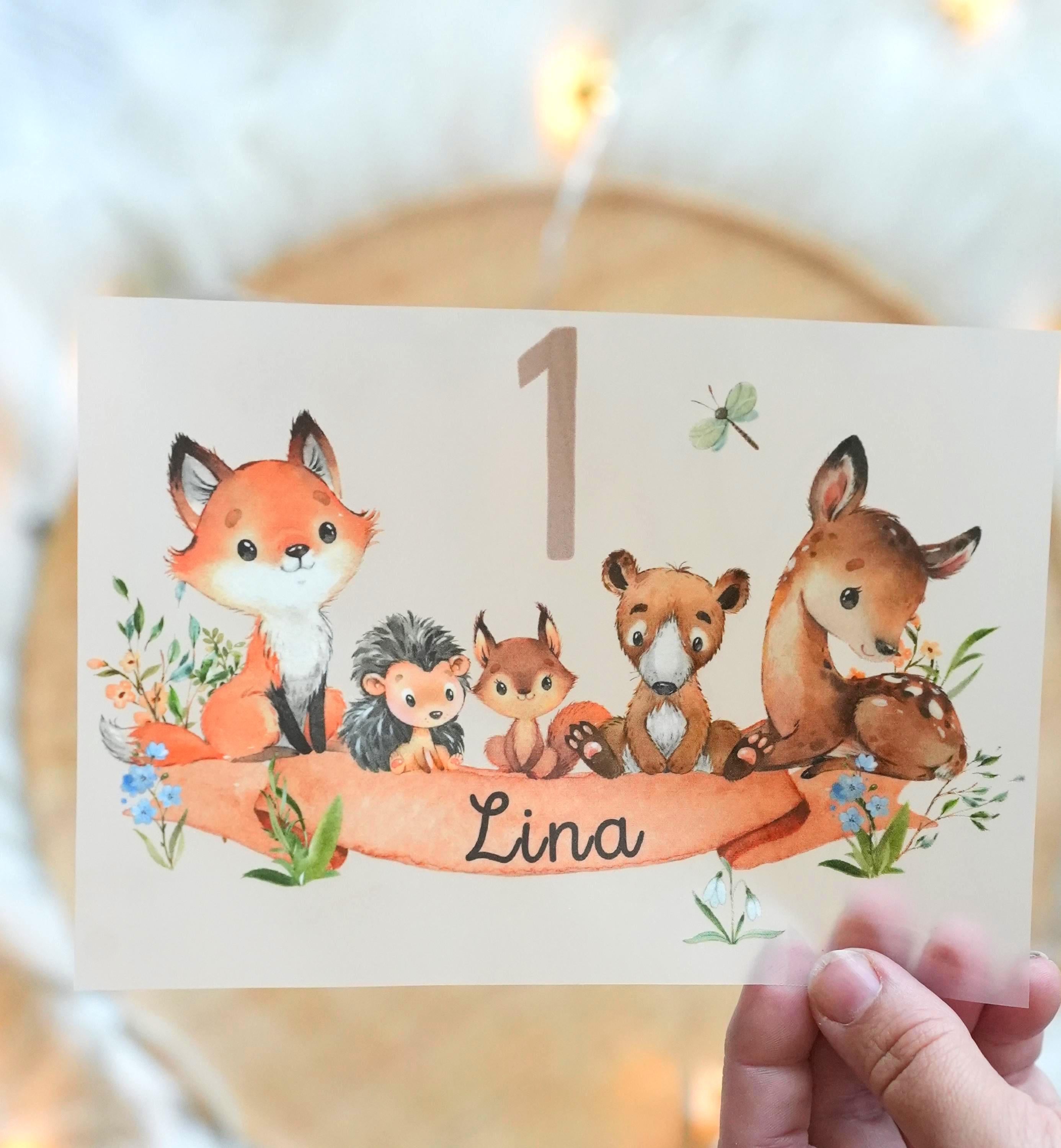 Bügelbild mit Wunschname und Alter personalisiert Fuchs Geburtstagsshirt Waldtiere – Appliques & Patches