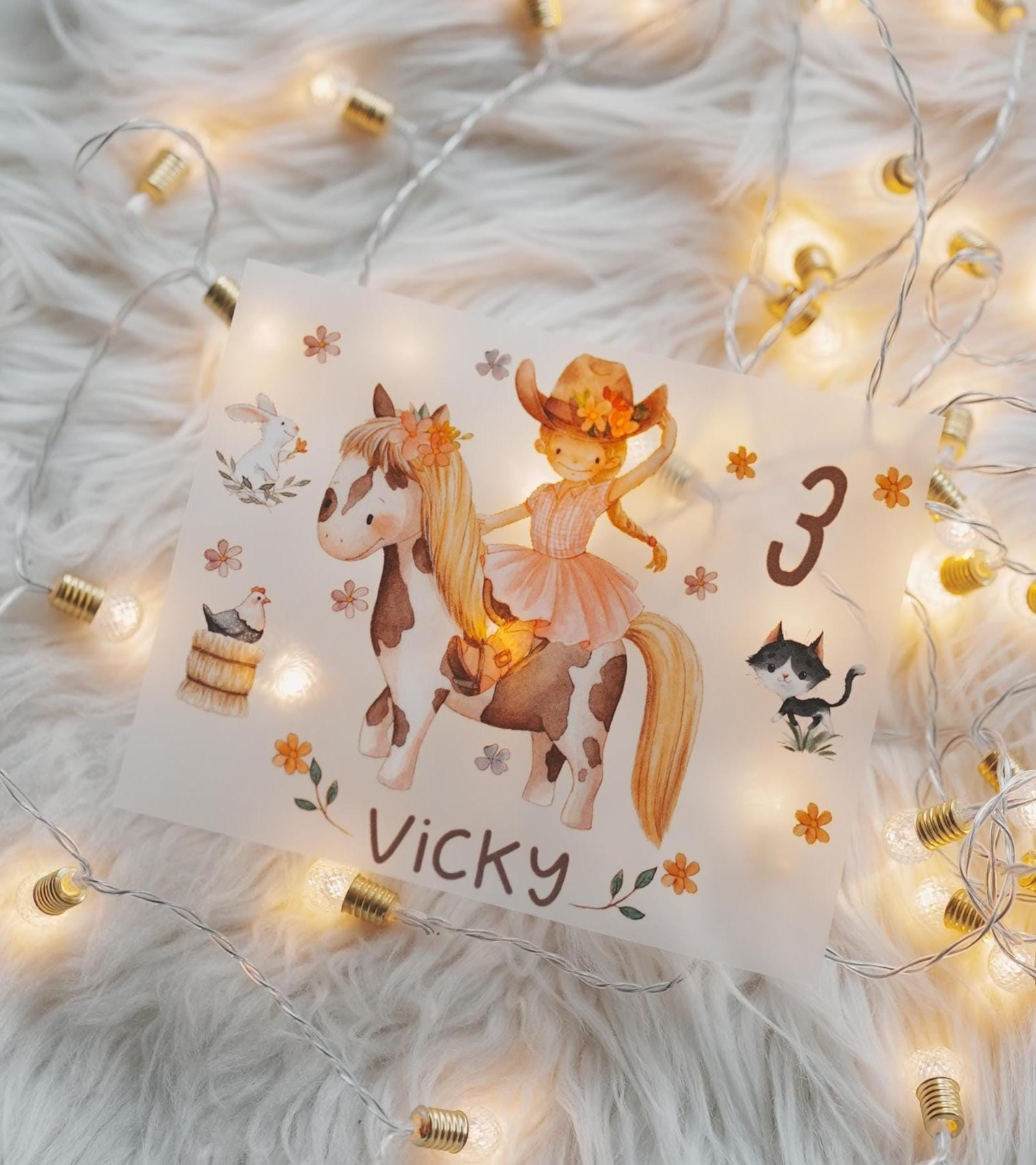 Bügelbild Pferd Pony Reiterin – personalisiert mit Name & Zahl – für Geburtstagsshirt – Cowgirl Motiv A4 oder A5 – Appliques & Patches