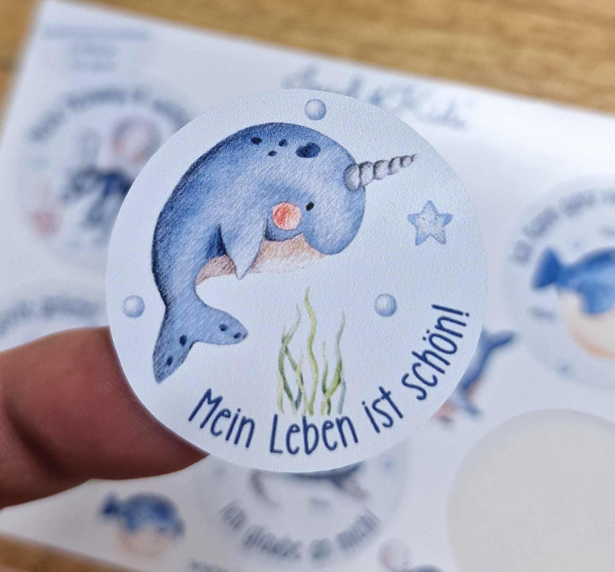 Affirmations-Sticker – wasserfest & spülmaschinenfest – für Brotdose, Flasche, Schulstart – Wal, Krake, Meerestiere, Einschulung – Stickers