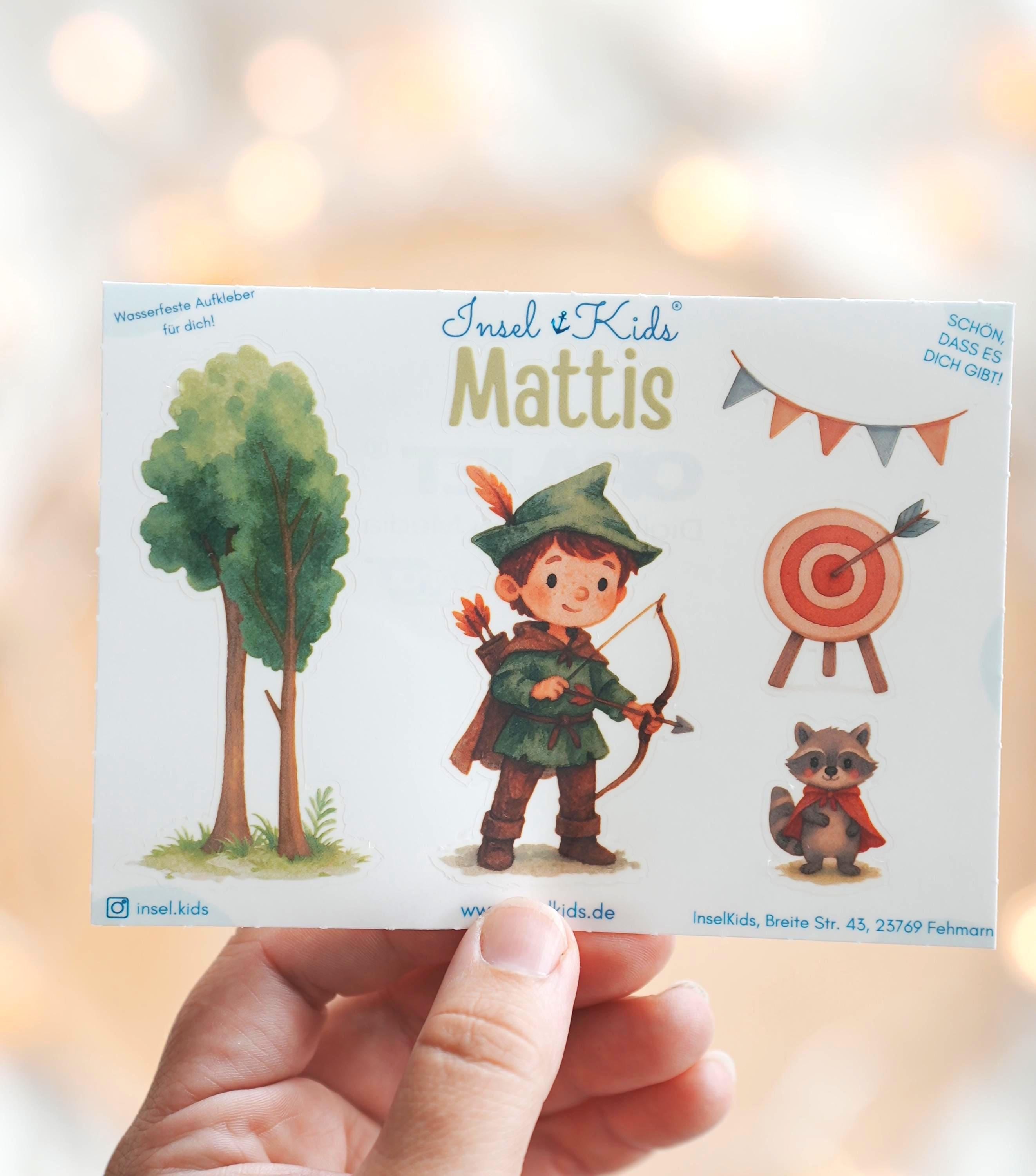 Sticker Set personalisiert – Robin Hood mit Bogen – wasserfest für Brotdose, zimmer & Mottoparty n – Stickers