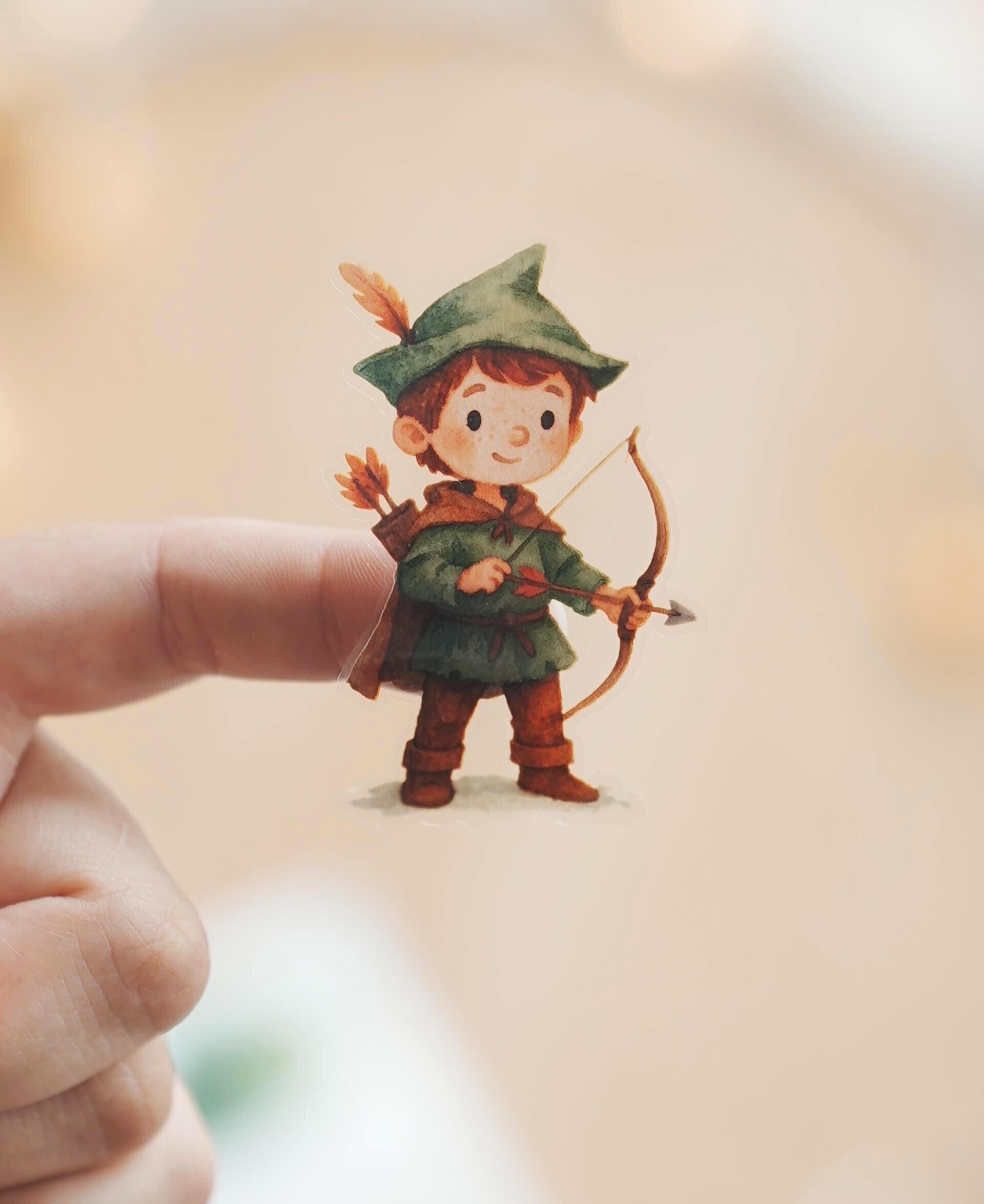 Sticker Set personalisiert – Robin Hood mit Bogen – wasserfest für Brotdose, zimmer & Mottoparty n – Stickers