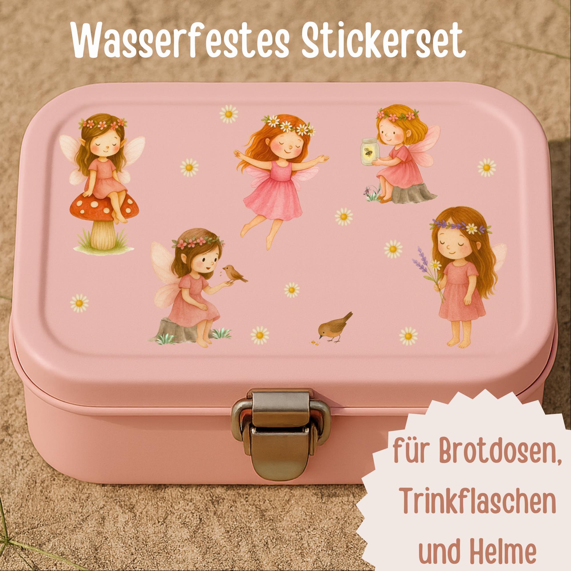 Sticker Set Blumenfee – Wasserfeste Feen Sticker für – Gänseblümchen Aufkleber – Aquarell Sticker A6 A5 A4 – für Brotdosen & Flaschen – Stickers