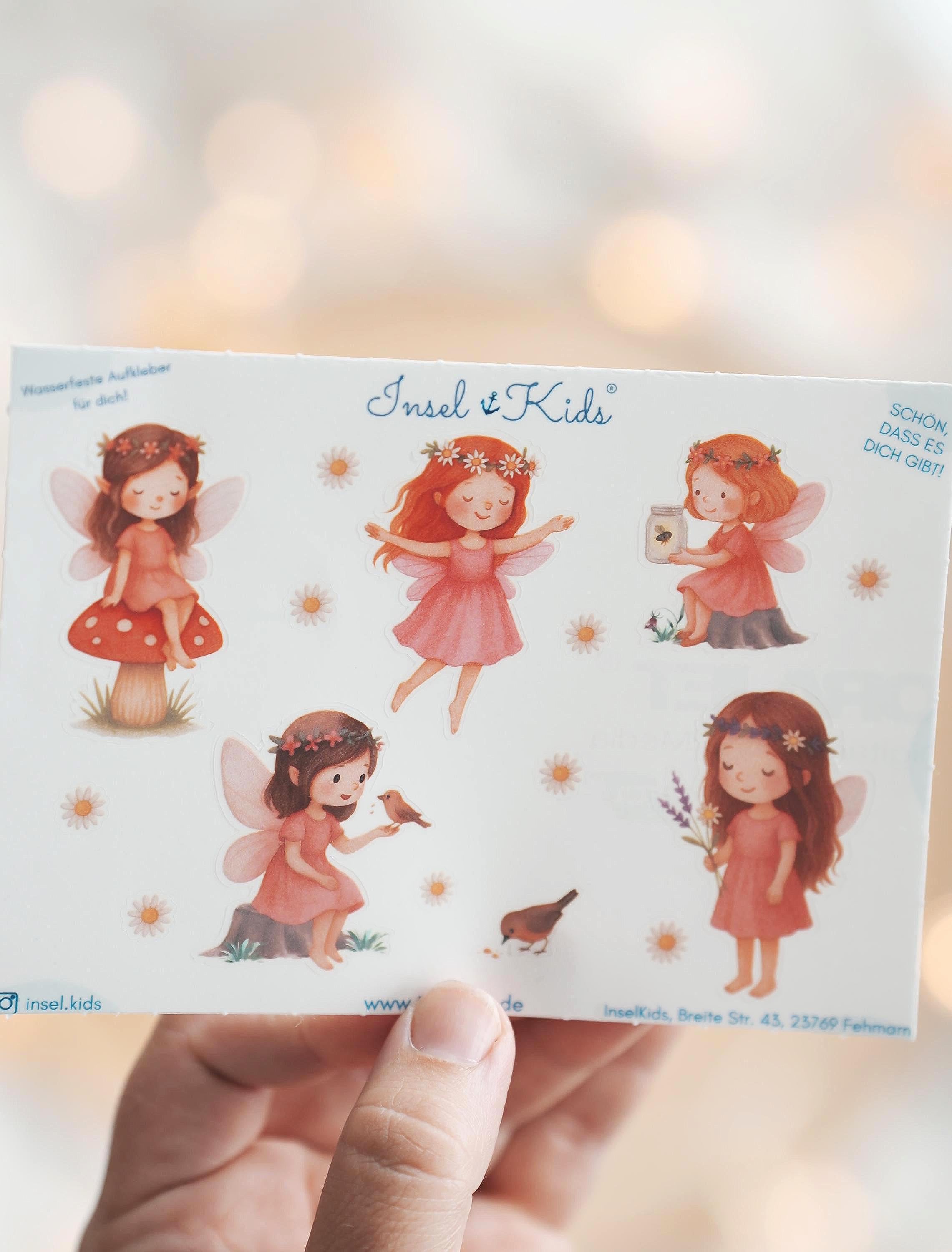 Sticker Set Blumenfee – Wasserfeste Feen Sticker für – Gänseblümchen Aufkleber – Aquarell Sticker A6 A5 A4 – für Brotdosen & Flaschen – Stickers