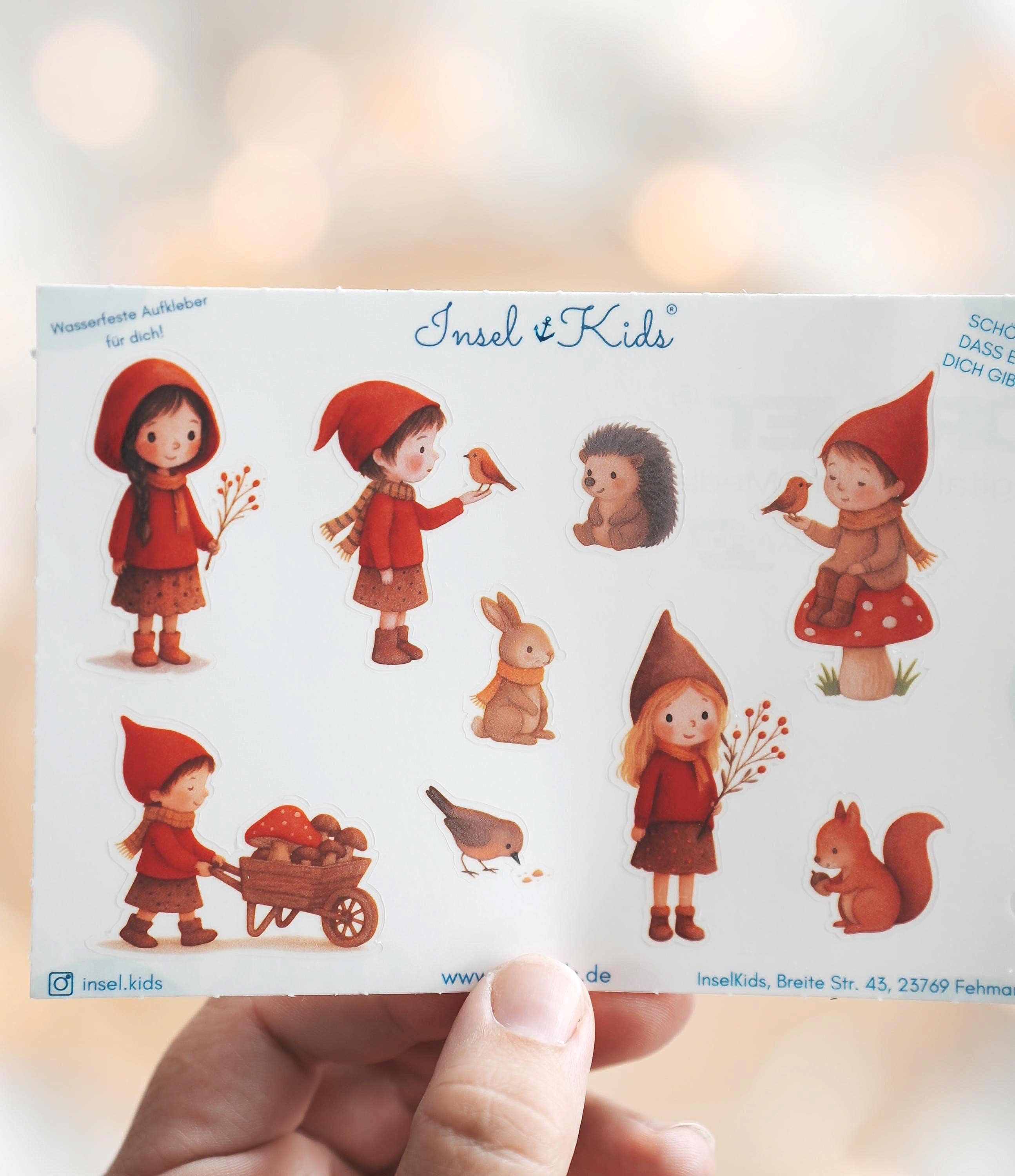 Herbst Sticker Waldkinder – wasserfeste Aufkleber für Windlichter & DIY – Deko Glas Herbst – Vinyl Sticker Set zum Basteln und Verschenken – Stickers