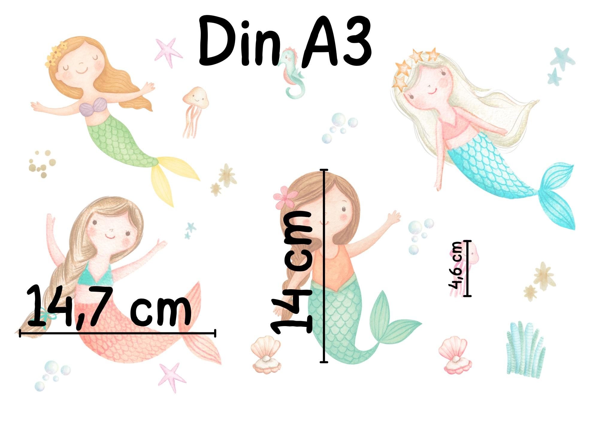 Fensterbild Meerjungfrau Kinderzimmer – Fensterdeko statisch haftend & wiederverwendbar – Fenstersticker Mädchen Unterwasserwelt – 
