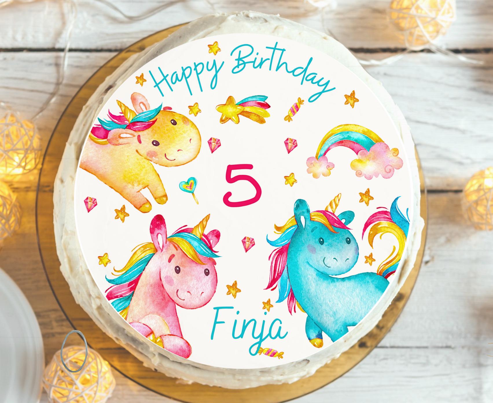 Tortenaufleger Fondant Geburtstag Einhorn Glitzer – Party Decor