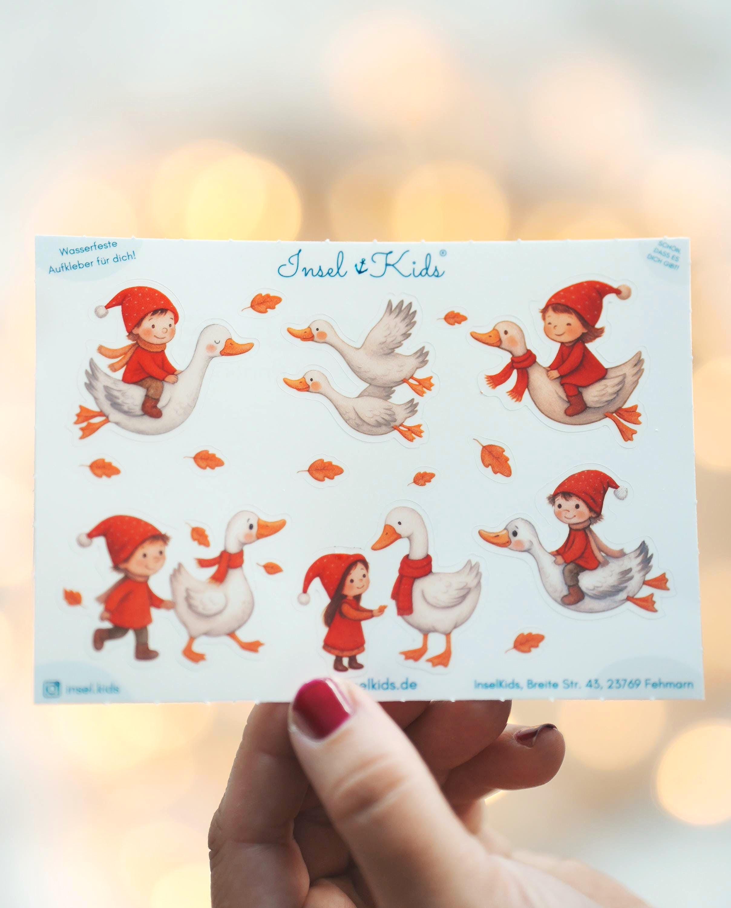 Wichtel und Gänse Sticker – perfekt für DIY, Herbstdeko & Bastelideen. Märchenhafte Waldtiere zum Verzieren von Kerzengläsern – Stickers