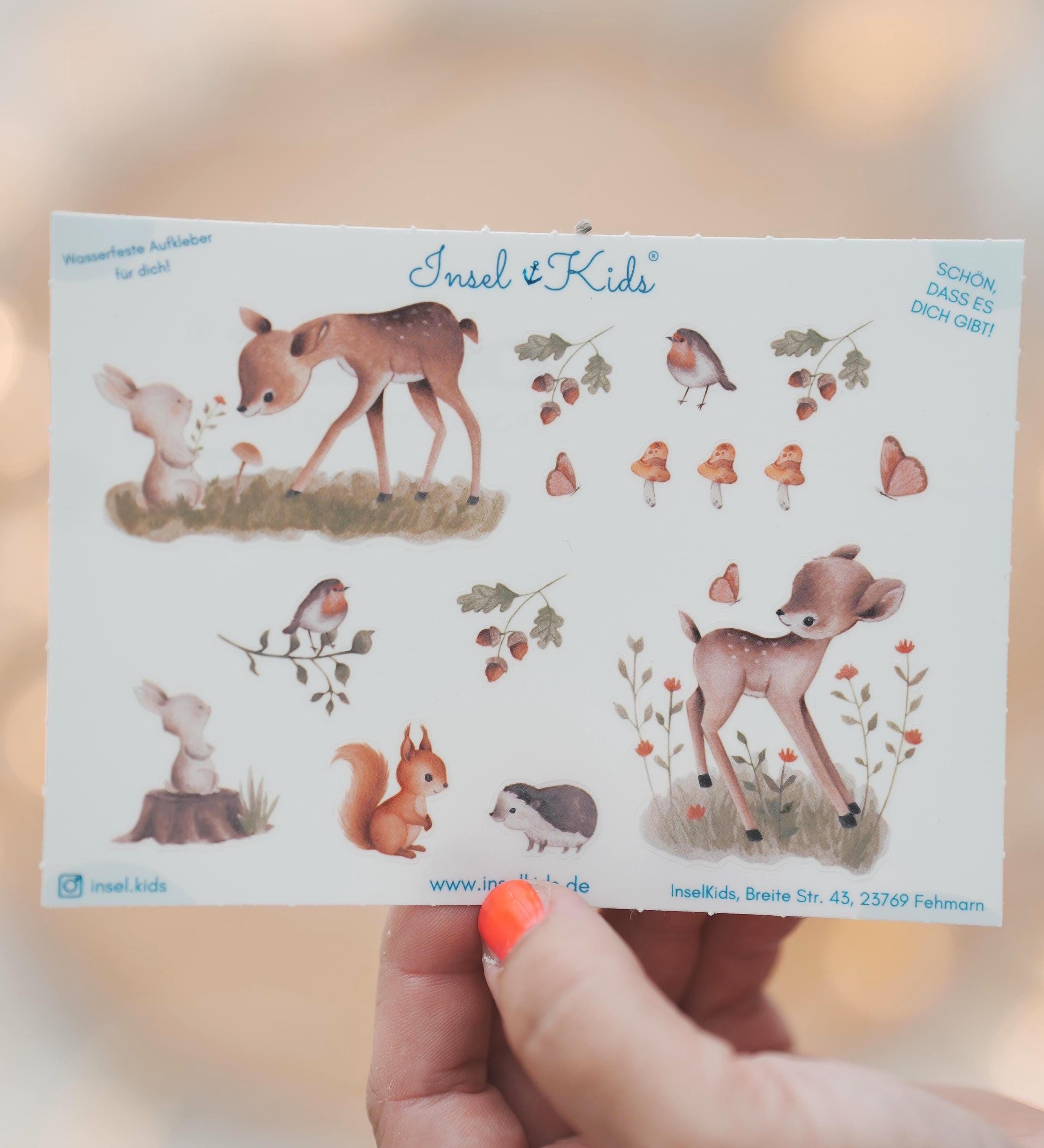 Herbst Deko Aufkleber – Waldtiere Sticker Set mit Reh, Eichhörnchen & Igel – Wasserfeste Sticker für Gläser, Vasen, Kerzengläser und Spiegel – Stickers