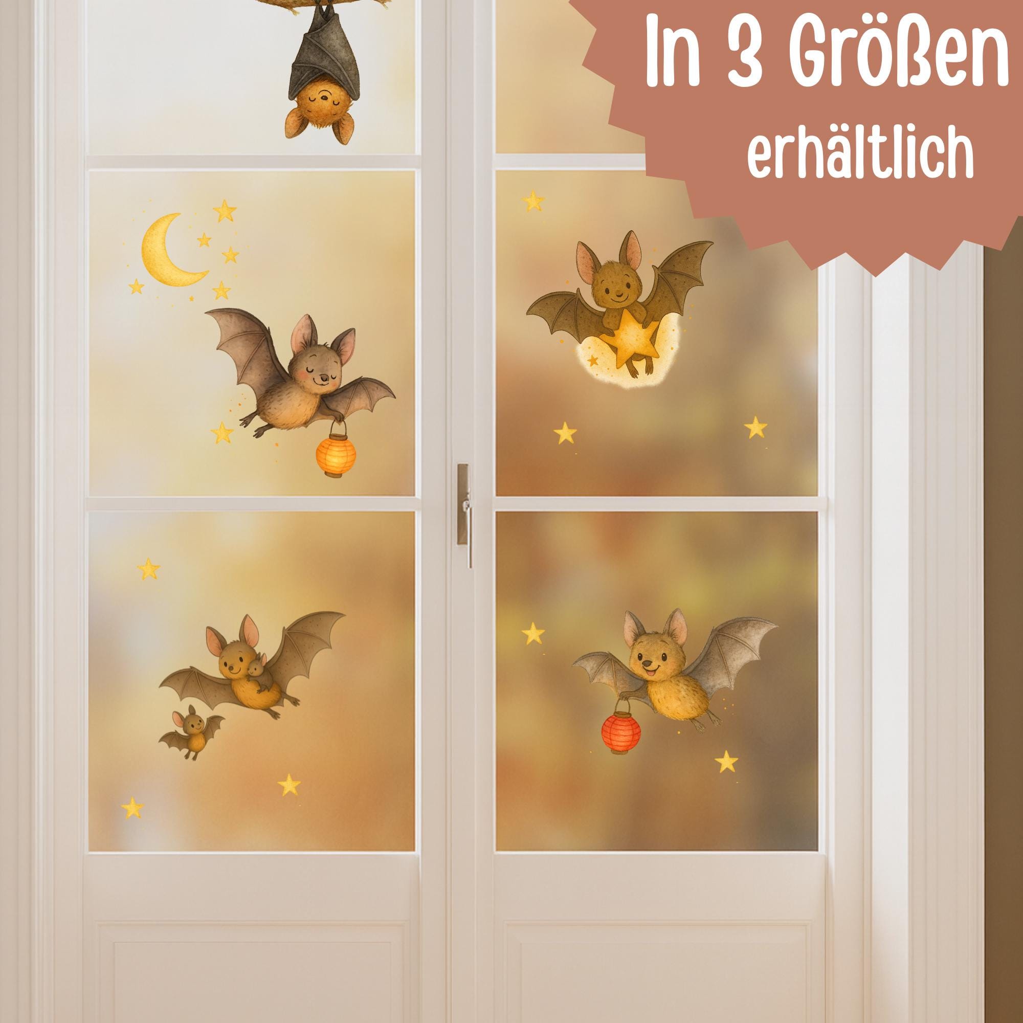 Fensterbild Fledermaus – Herbstdeko & Halloween Fensterdeko – statisch haftend, ablösbar und wiederverwendbar – 
