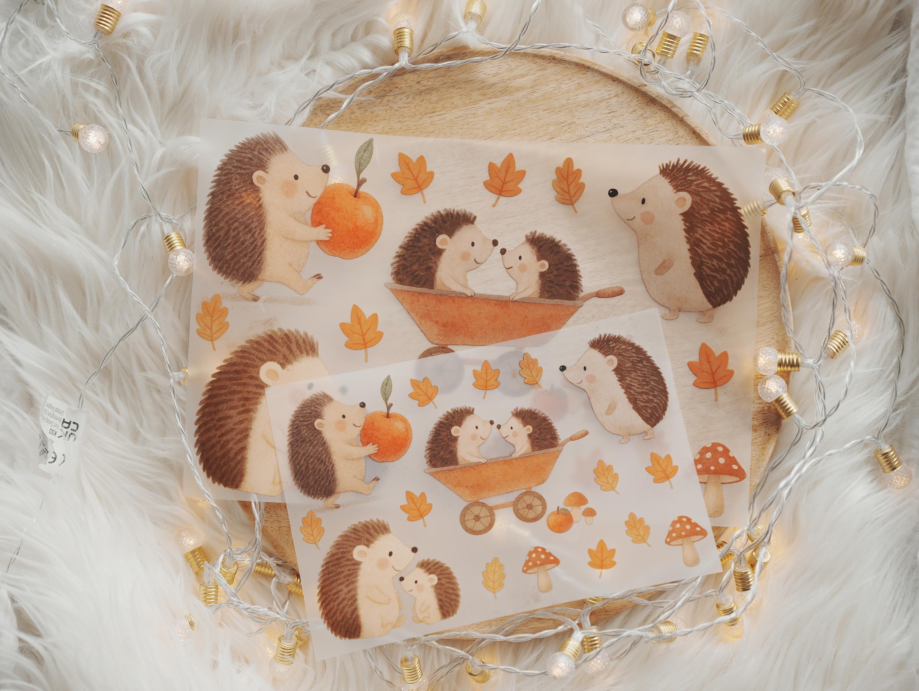 Bügelbild Igel & Waldtiere Herbst | Bügelmotiv A4/A5 zum Aufbügeln für Kinderkleidung und DIY Deko – Appliques & Patches