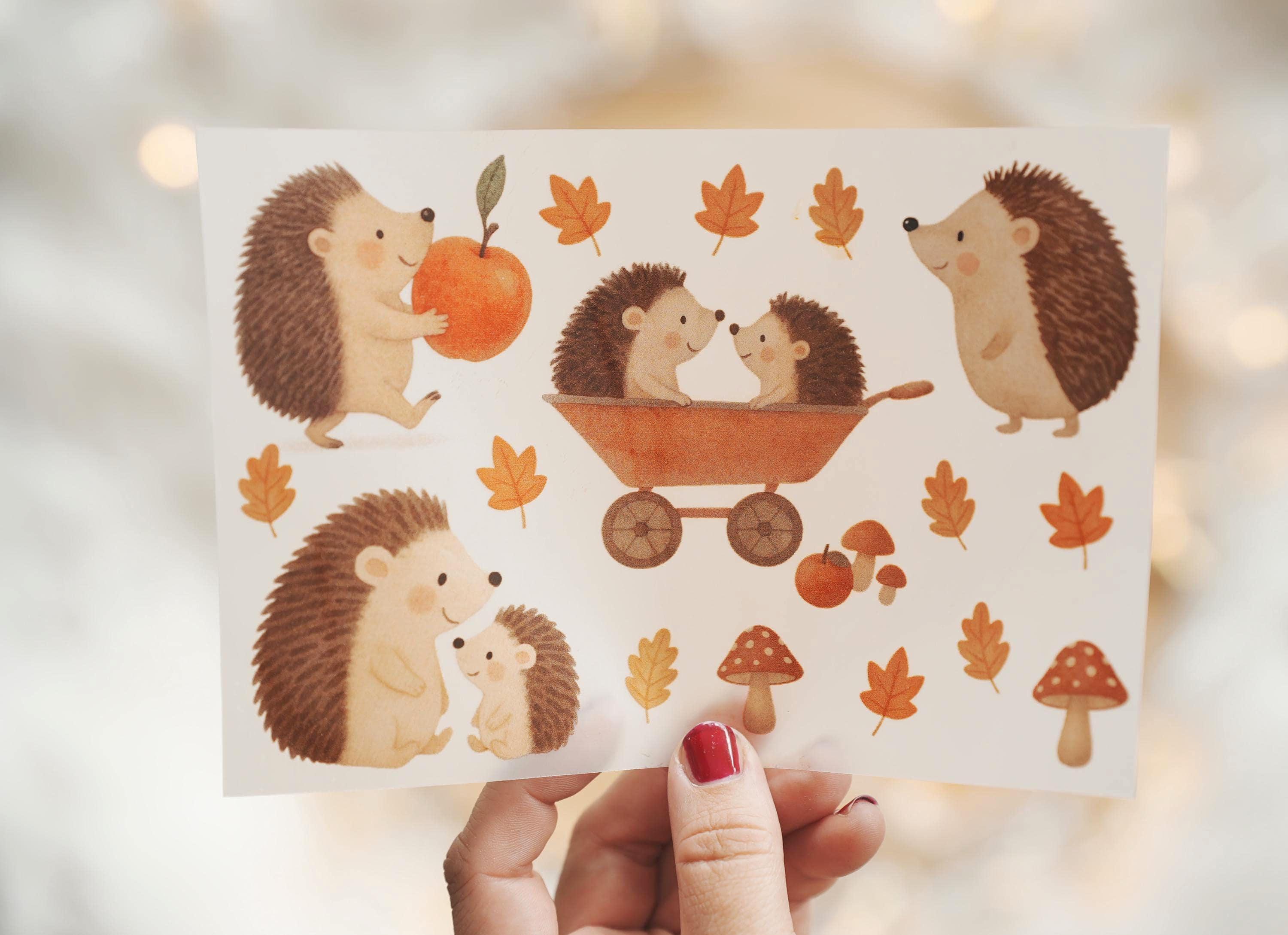Bügelbild Igel & Waldtiere Herbst | Bügelmotiv A4/A5 zum Aufbügeln für Kinderkleidung und DIY Deko – Appliques & Patches