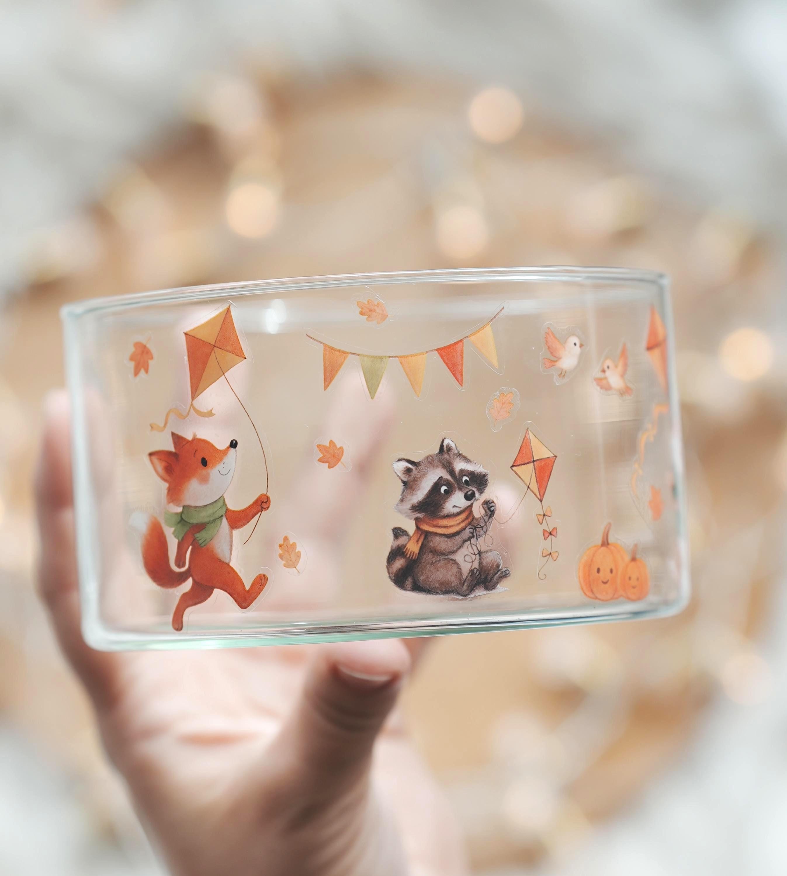 Sticker Herbstdeko Waldtiere – Aufkleber für Kerzengläser und Vasen – wasserfest & wiederverwendbar – DIY Herbst Sticker Set – Stickers