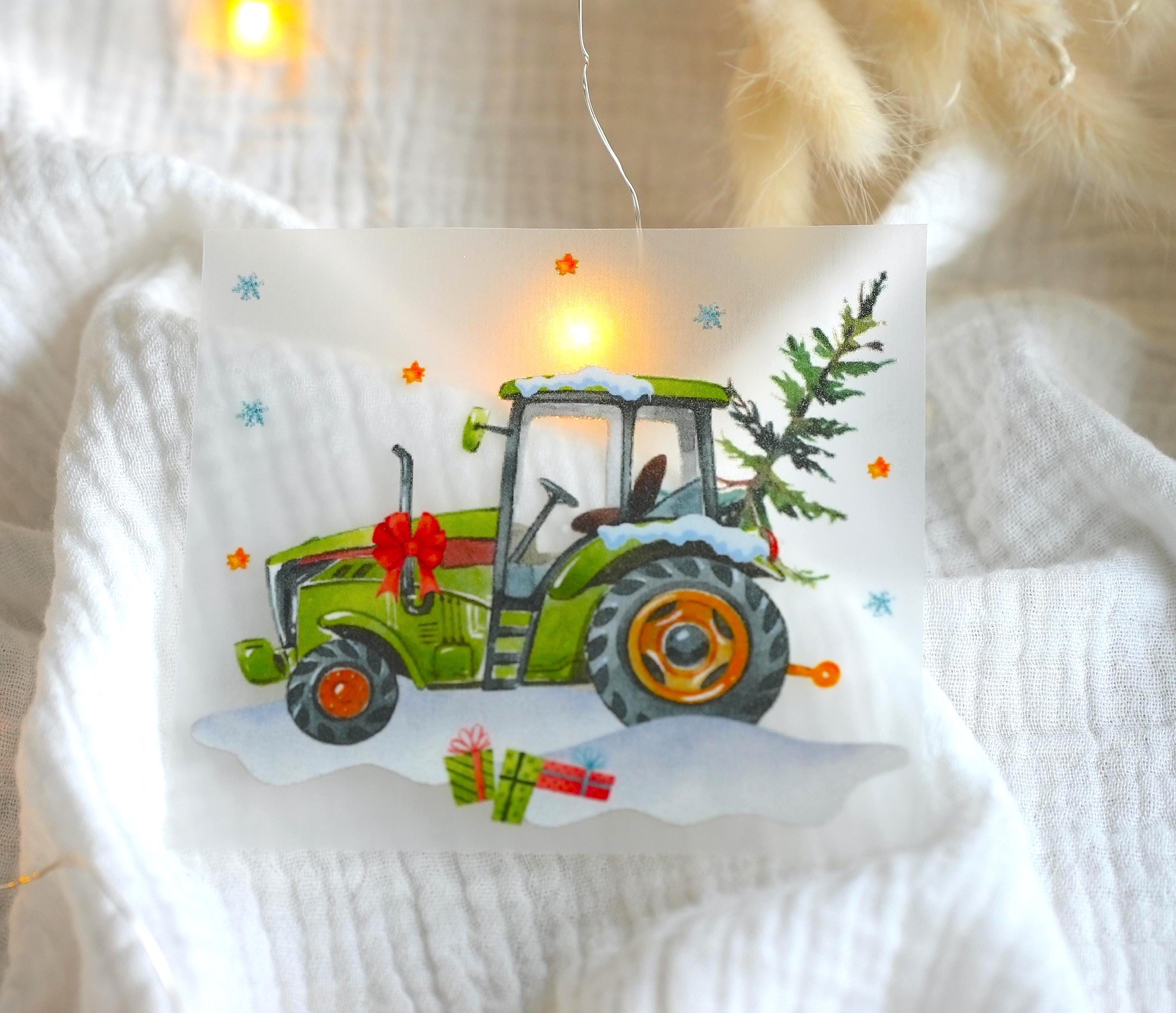 Bügelbild Weihnachten Traktor – Trecker mit Weihnachtsbaum & Tieren – Weihnachts Bügelbilder für Shirt und Pullover – DIY Weihnachtsoutfit – Patches