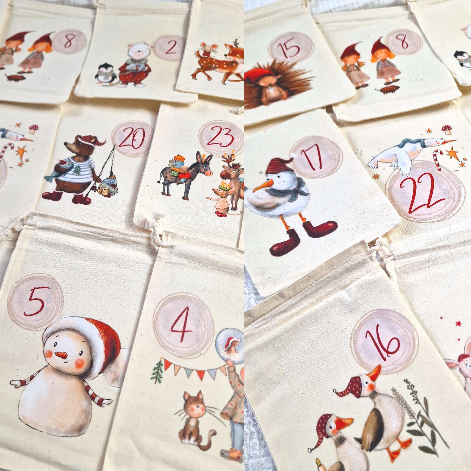 Bügelbilder Adventskalender Zahlen – DIY Adventskalender selber machen – Stoffsäckchen gestalten – Weihnachts Bügelbilder – Advent Calendars