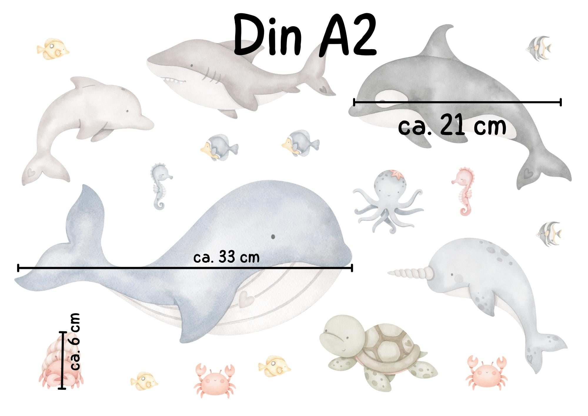 Fensterbild Meerestiere für – Unterwasser Fensterdeko mit Wal & Delfin – statisch haftend und wiederverwendbar – 