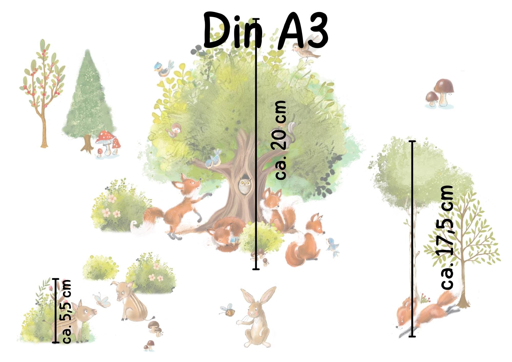 Fensterdeko Frühling – Fensterbild Frühlingswald mit Fuchs & Waldtieren, frühlingshafte Fensterdeko fürs Kinderzimmer – 