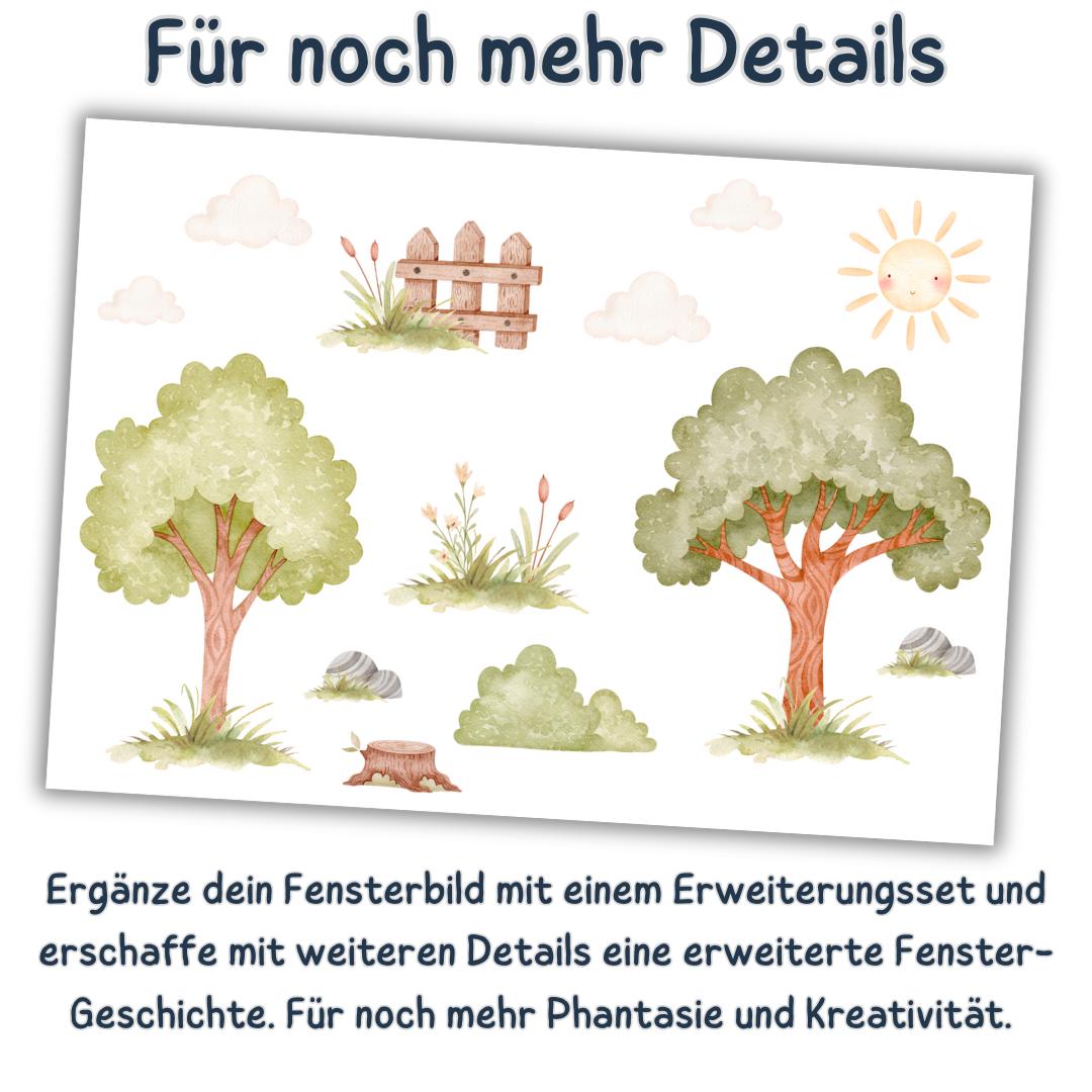 Fensterbild Frühling mit Tieren & Blumen – statisch haftende Fensterdeko – wiederverwendbar – 