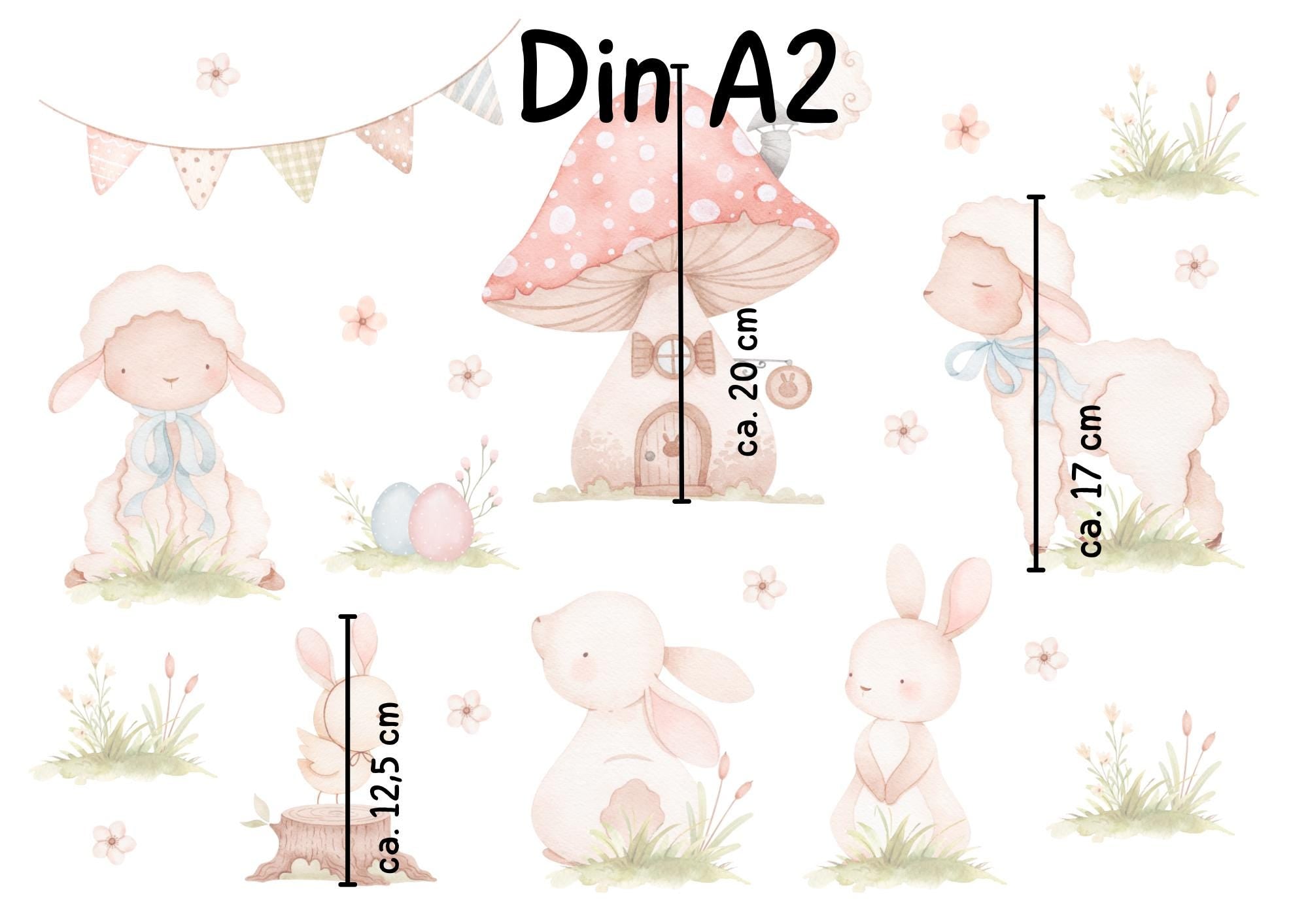 Fensterdeko Frühling – Fensterbild mit Häschen & Möhrenhaus, frühlingshafte Oster-Fensterdeko für Kinderzimmer – 