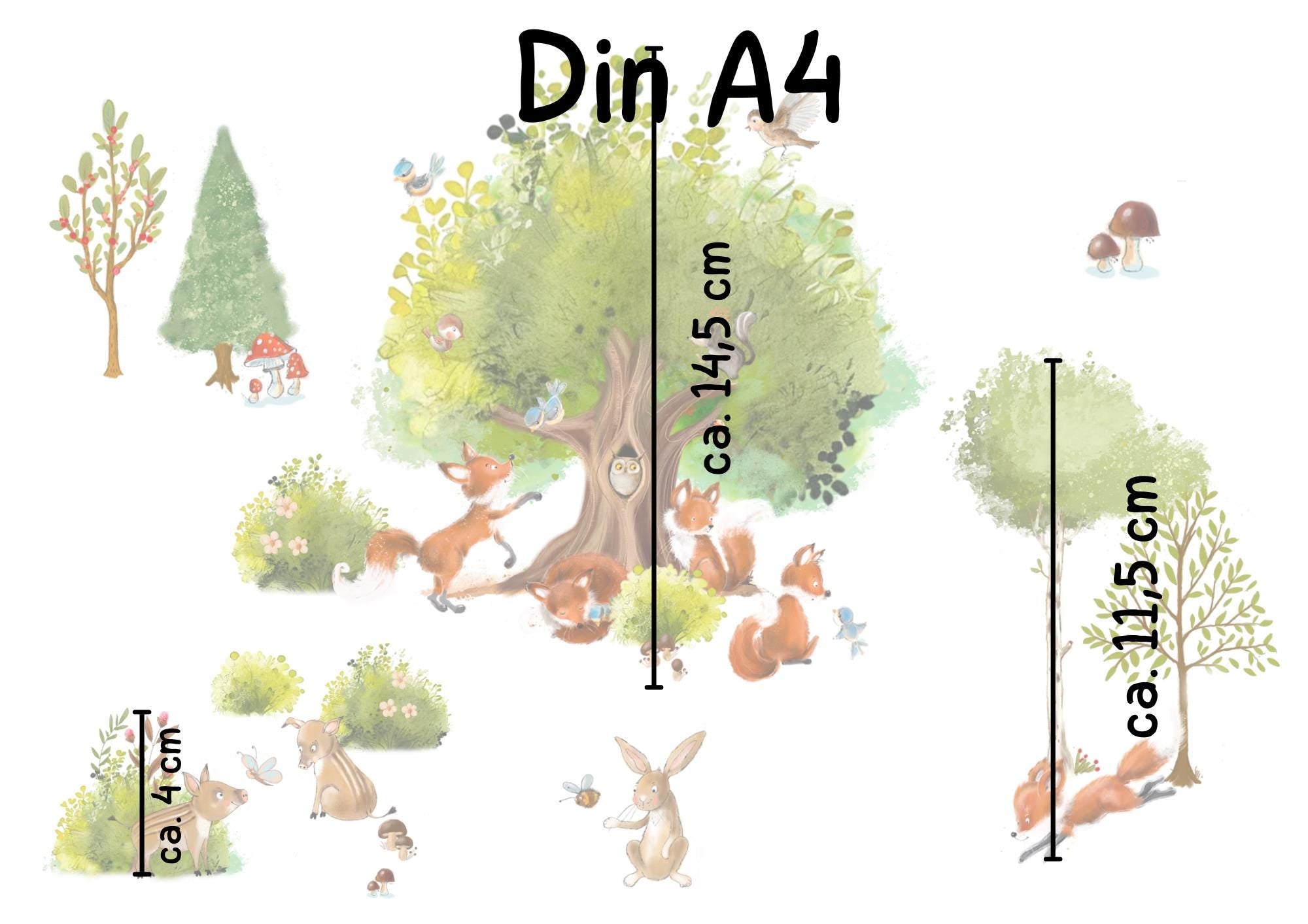 Fensterdeko Frühling – Fensterbild Frühlingswald mit Fuchs & Waldtieren, frühlingshafte Fensterdeko fürs Kinderzimmer – 