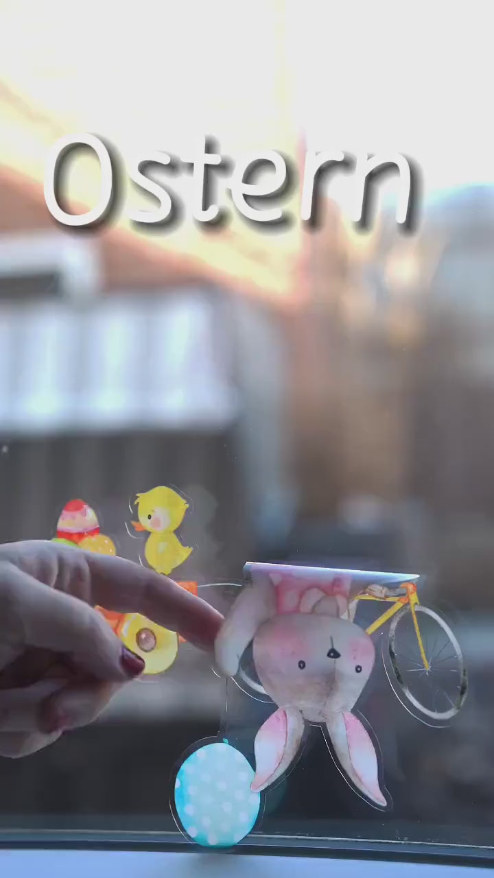 Frühlings- und Oster-Fensterbilder Hasen – statisch haftende Fensterdeko zimmer – Hasen & Küken Ostern