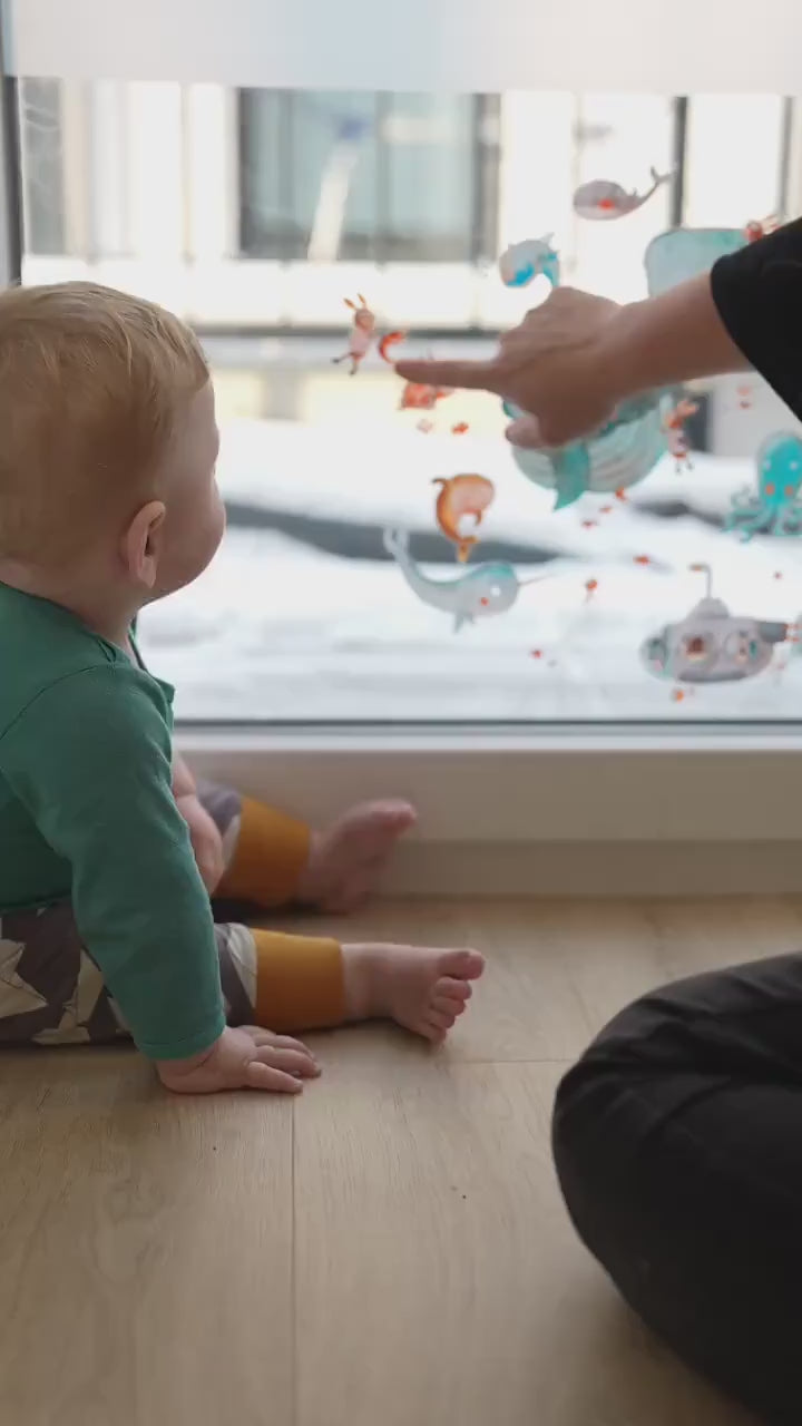 Fensterbild Meerestiere – niedliche Unterwasserwelt für zimmer – statisch haftend & wiederverwendbar