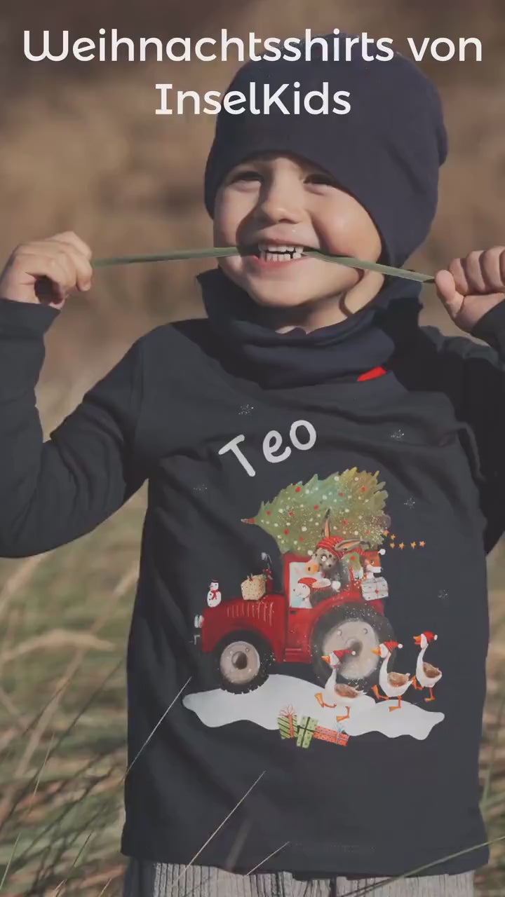 Langarmshirt Weihnachten Esel- personalisiert mit Name – Weihnachtsshirt für