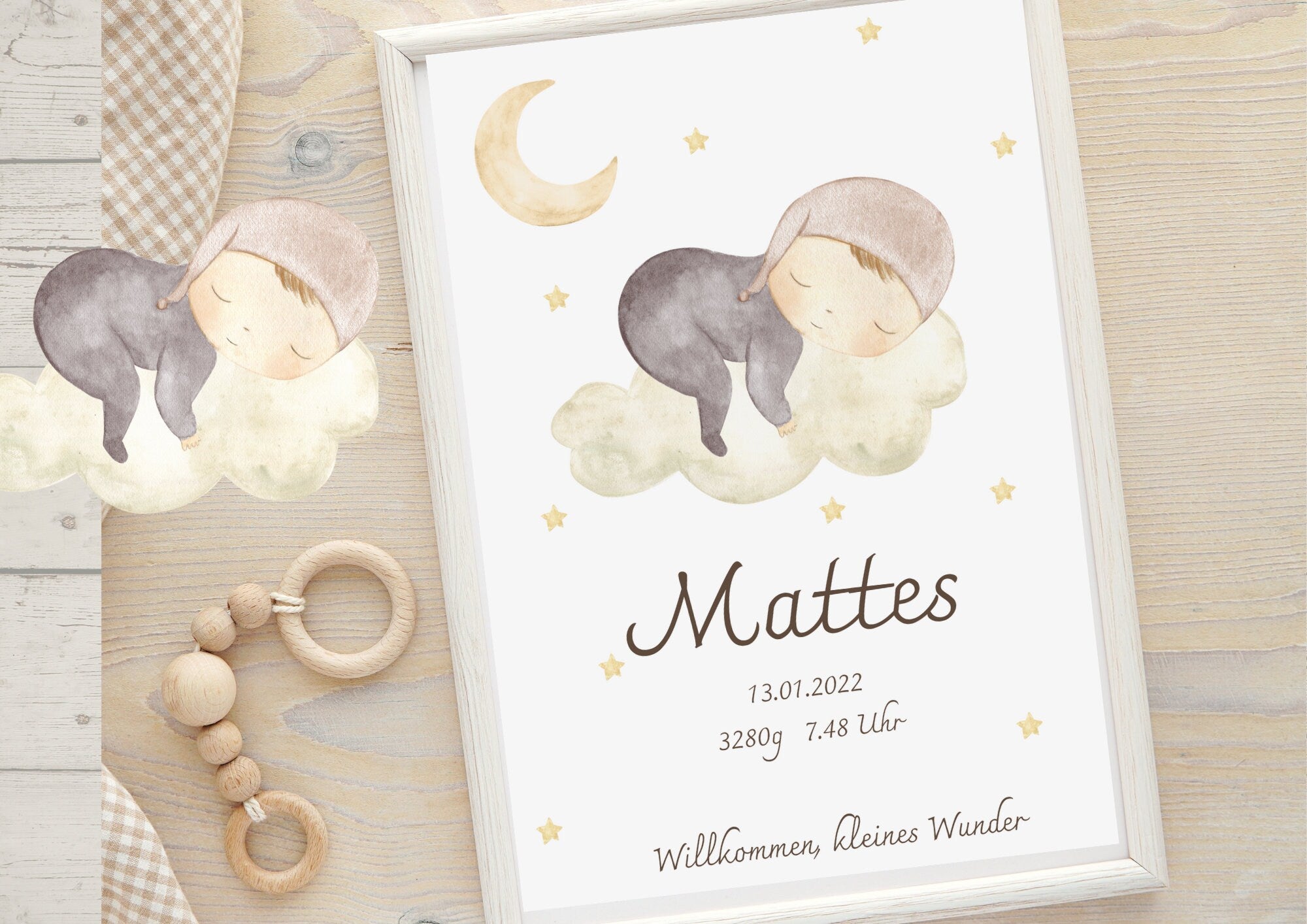 Geburtsanzeige Geburtsposter Geburtsdaten Geschenk zur Geburt Baby Ethno