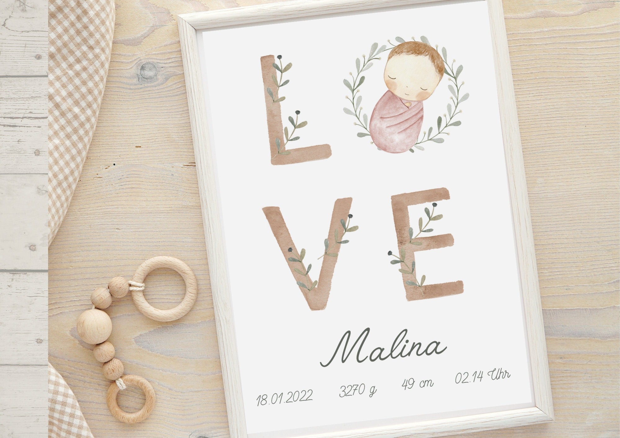 Geburtsanzeige Geburtsposter Geburtsdaten Geschenk zur Geburt Baby Ethno