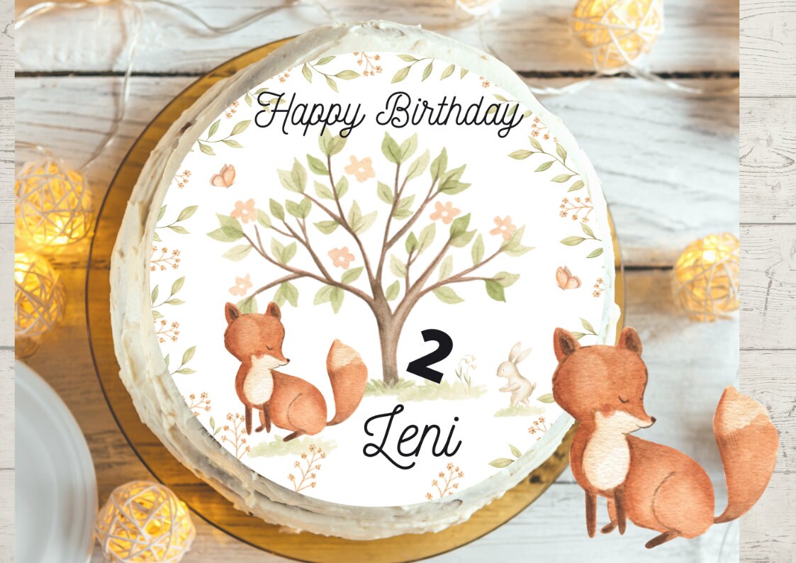 Tortenaufleger Fondant Geburtstag Fuchs Waldtiere