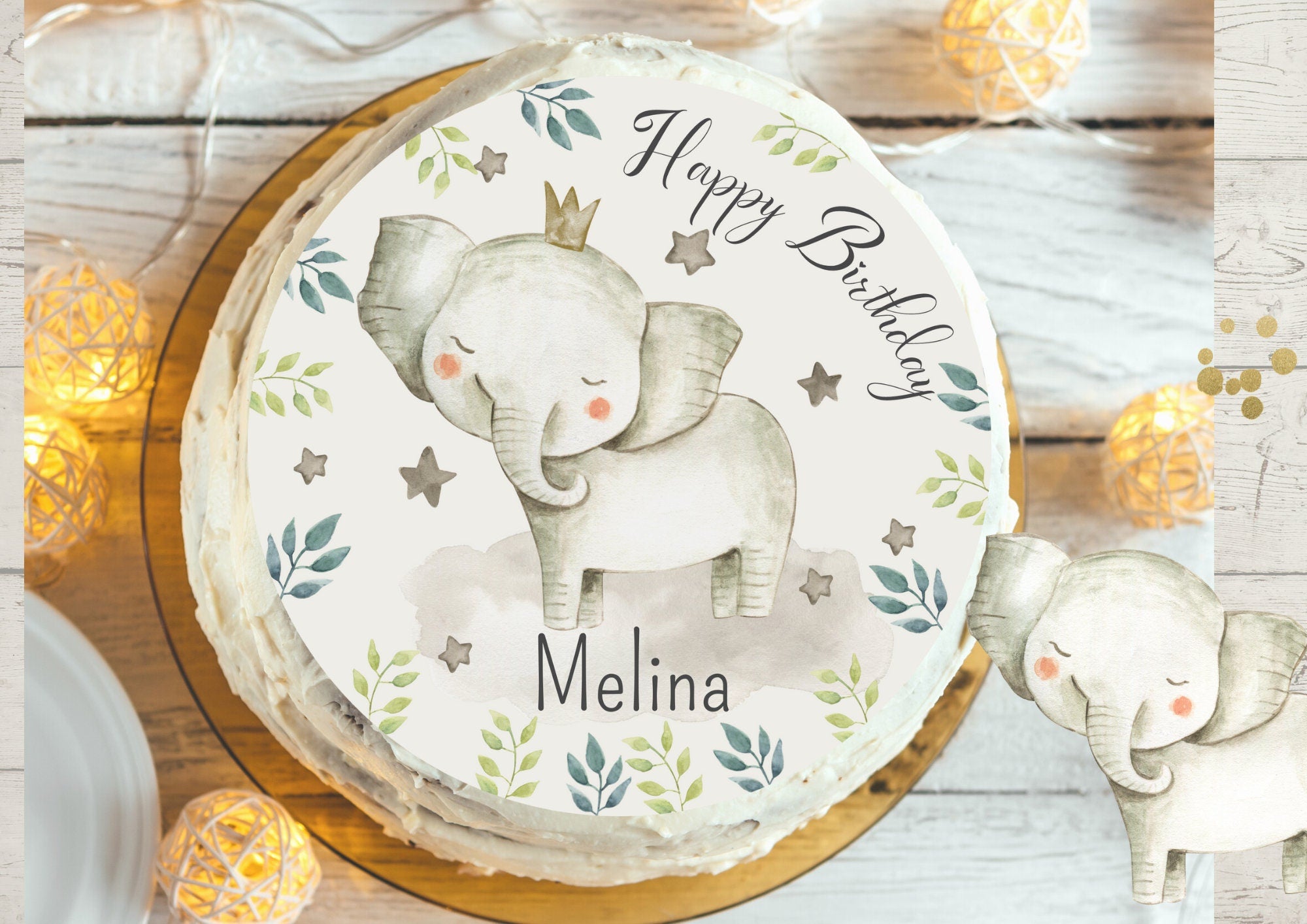 Tortenaufleger Fondant Geburtstag Elefant Dschungel